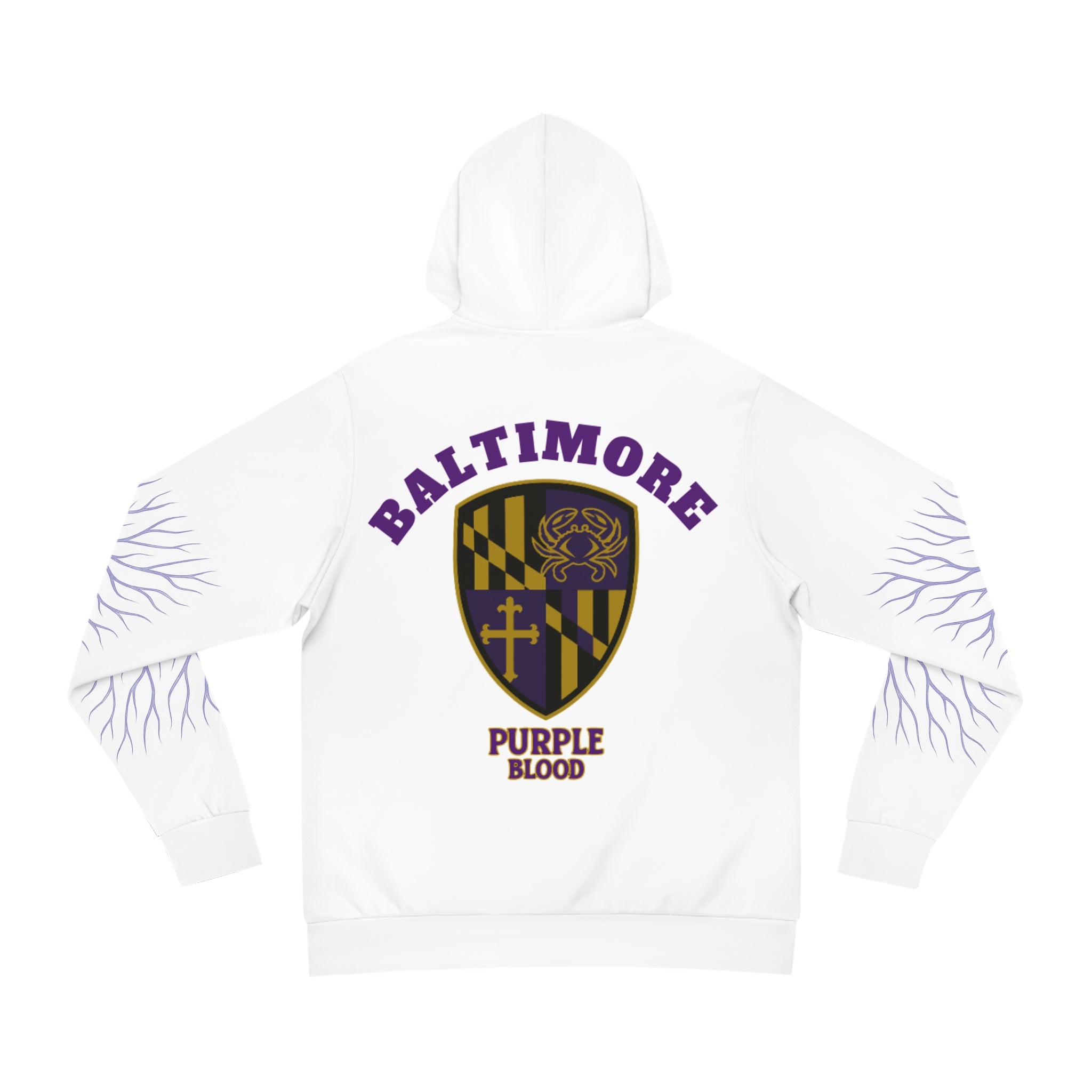 Purple Blood AOP Hoodie for Baltimore Fans, Trendy Streetwear, Unique Gift for Sports Lovers, Stylish Fall Wardrobe Essential, Casual Outfit