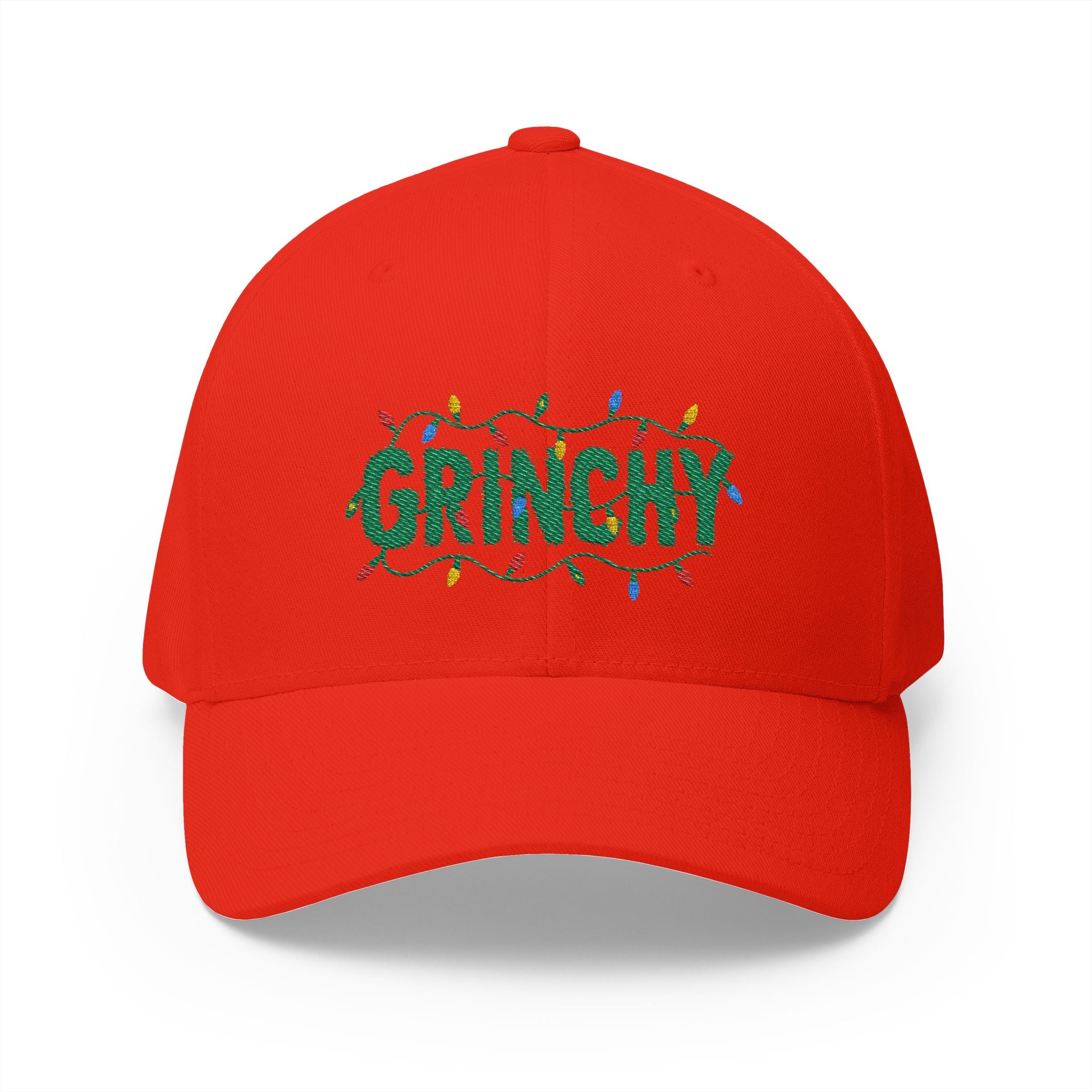 Grinchy Embroidered Christmas Cap — Holiday Light Design