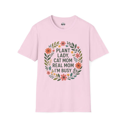Plant Lady Cat Mom T-Shirt - Unisex Softstyle Tee for Nature Lovers
