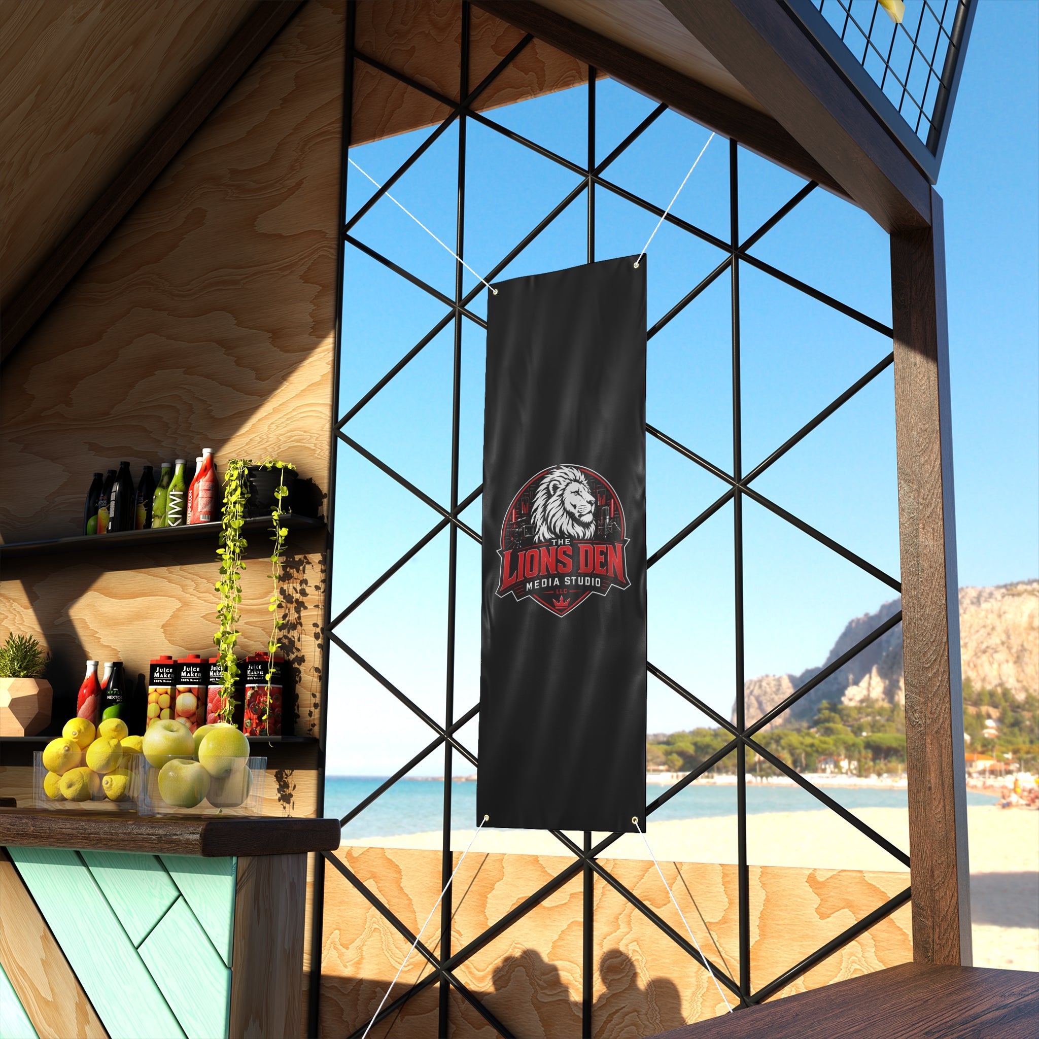 The Lions Den Media Studio Matte Banner