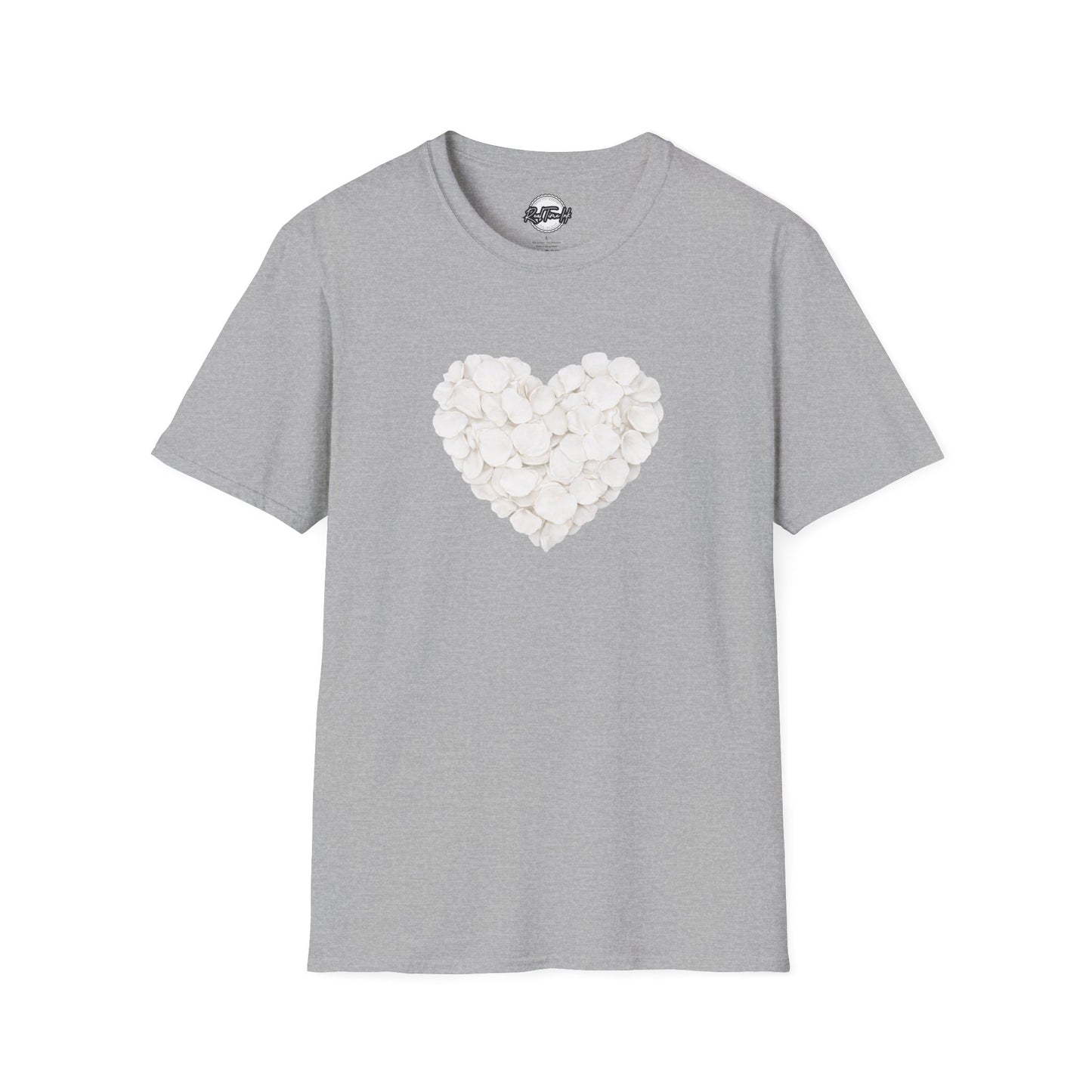 Heart of Roses Valentine's T-Shirt — White Floral Heart Graphic Tee for Women & Men