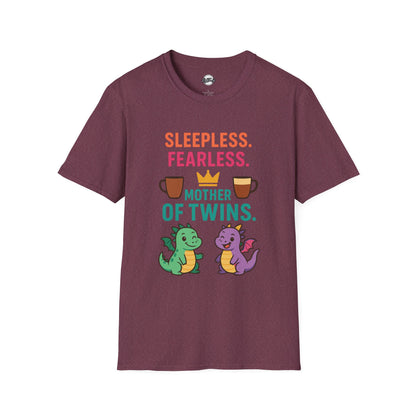 Mother of Twins T-Shirt - Sleepless & Fearless Unisex Tee