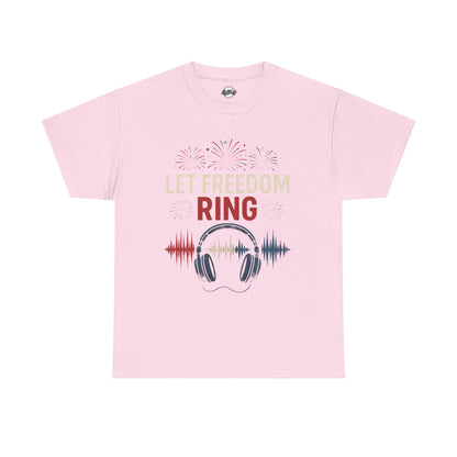 Unisex Heavy Cotton Tee: Let Freedom Ring Shirt, Music Lover Gift, Patriotic Tee, Festival Outfit, Independence Day Celebration