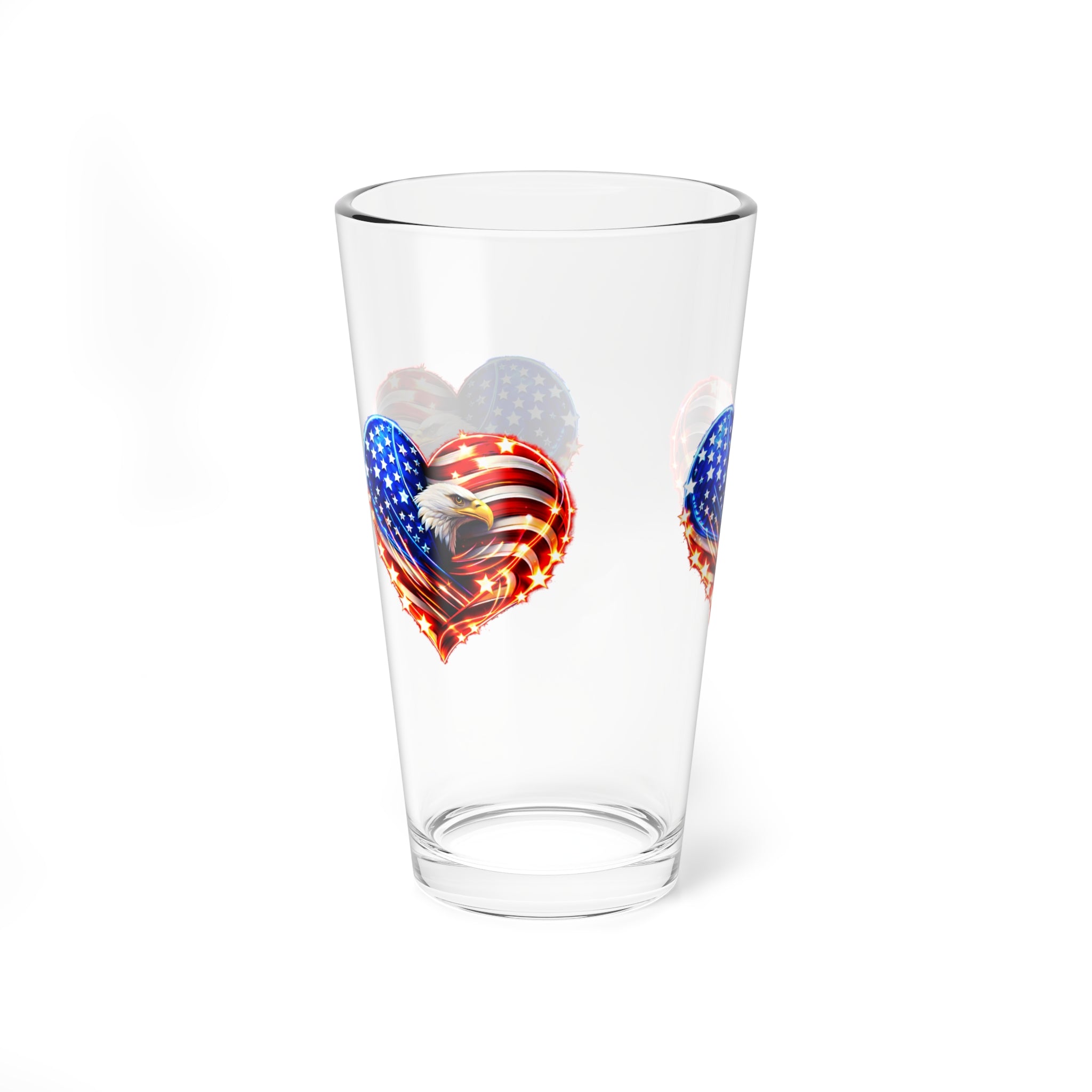 16oz Mixing Glass – USA 250 Patriotic American Flag Heart Design