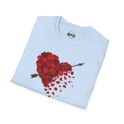 Rose Petal Heart T-Shirt — Arrow-Pierced Romantic Valentine Tee