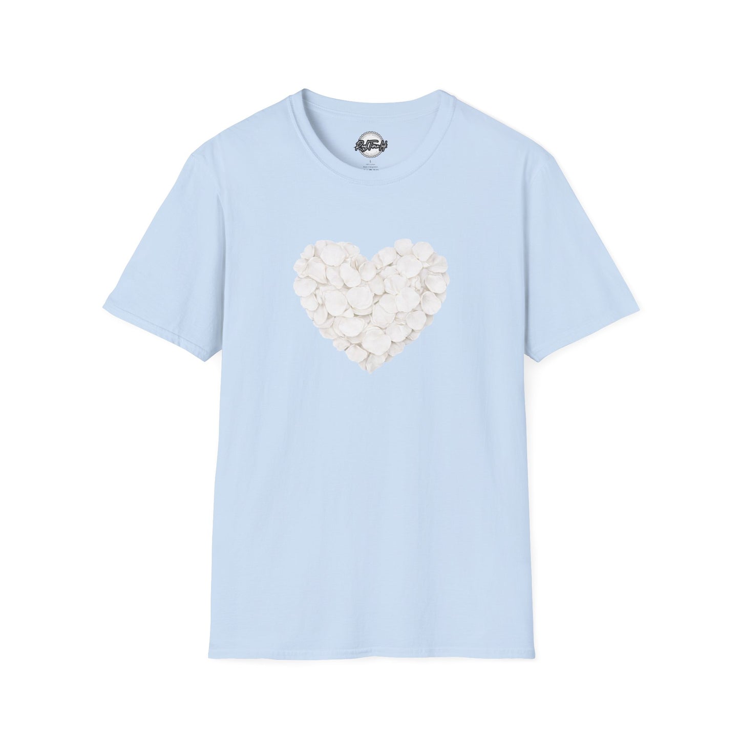 Heart of Roses Valentine's T-Shirt — White Floral Heart Graphic Tee for Women & Men