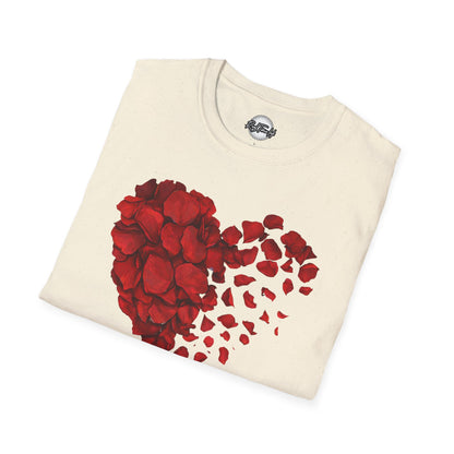 Disintegrating Rose Petal Heart T-Shirt — Floral Heart Design