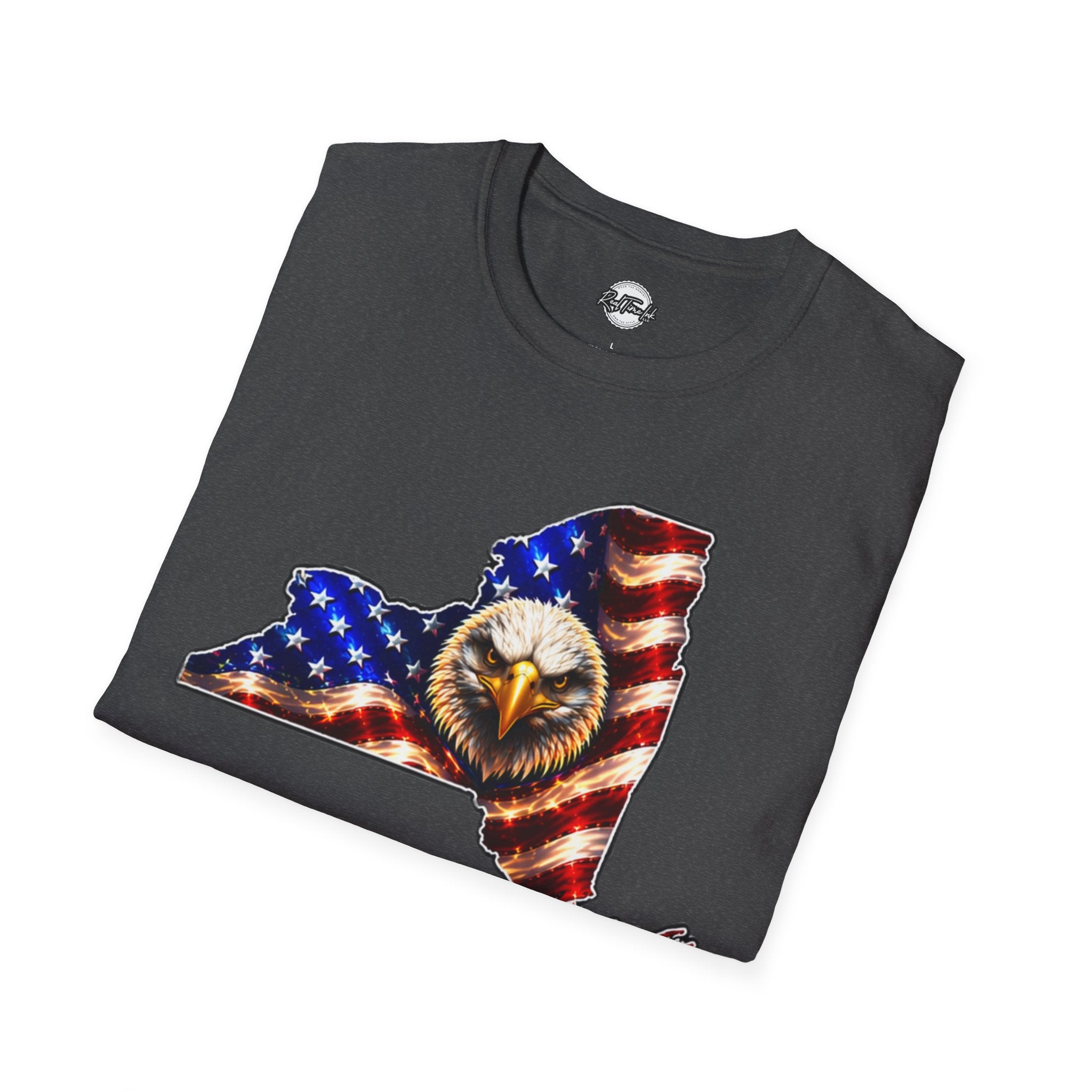Patriotic New York State T-Shirt - American Flag Eagle Graphic