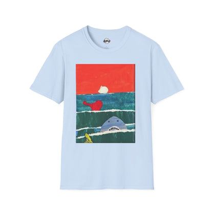 Playful Shark Art Unisex T-Shirt – Beach Vibes, Summer Fun, Gift for Ocean Lovers kids' art