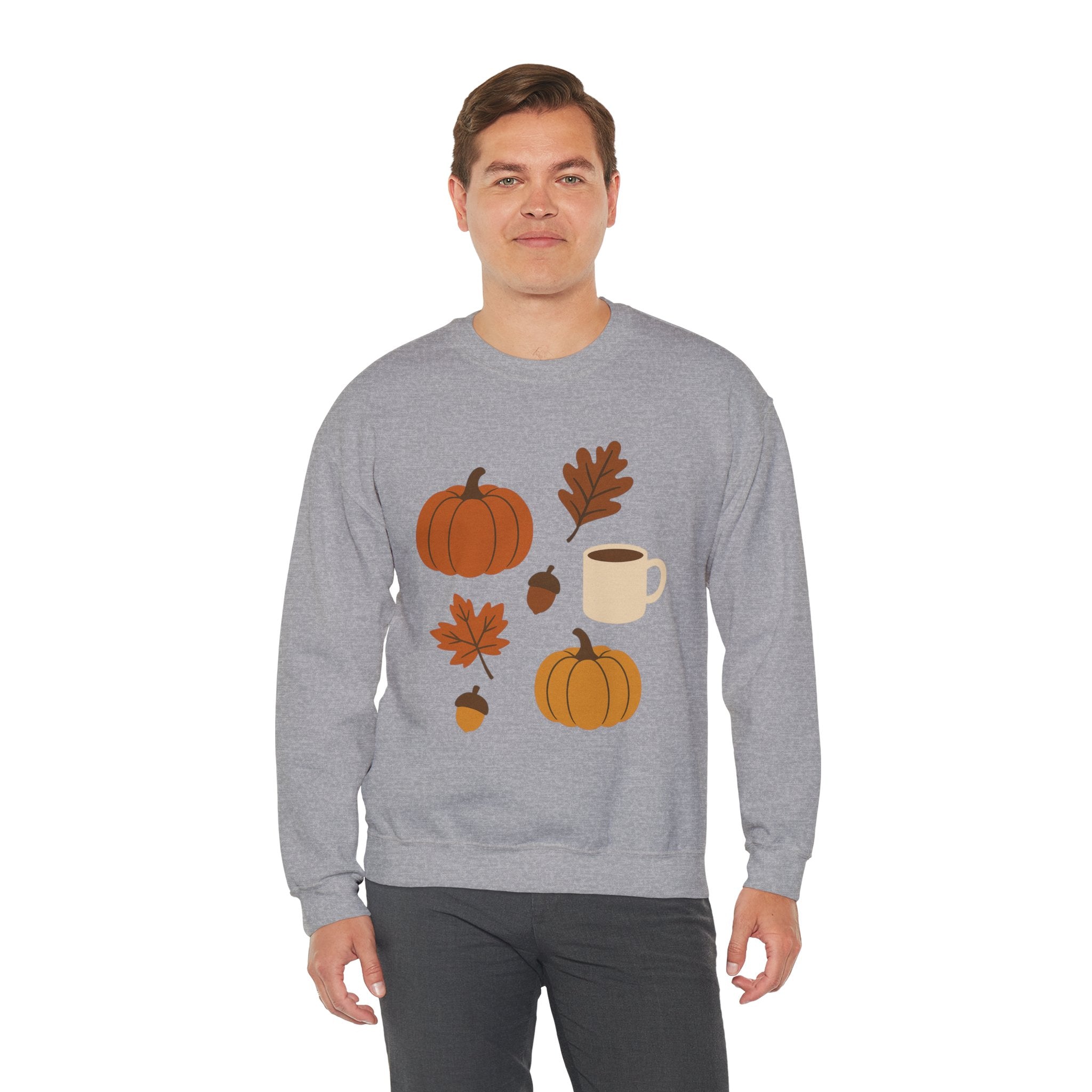 Cozy Autumn Crewneck Sweatshirt - Fall Colors, Pumpkin Design, Perfect for Thanksgiving, Gifts for Her, Casual Wear