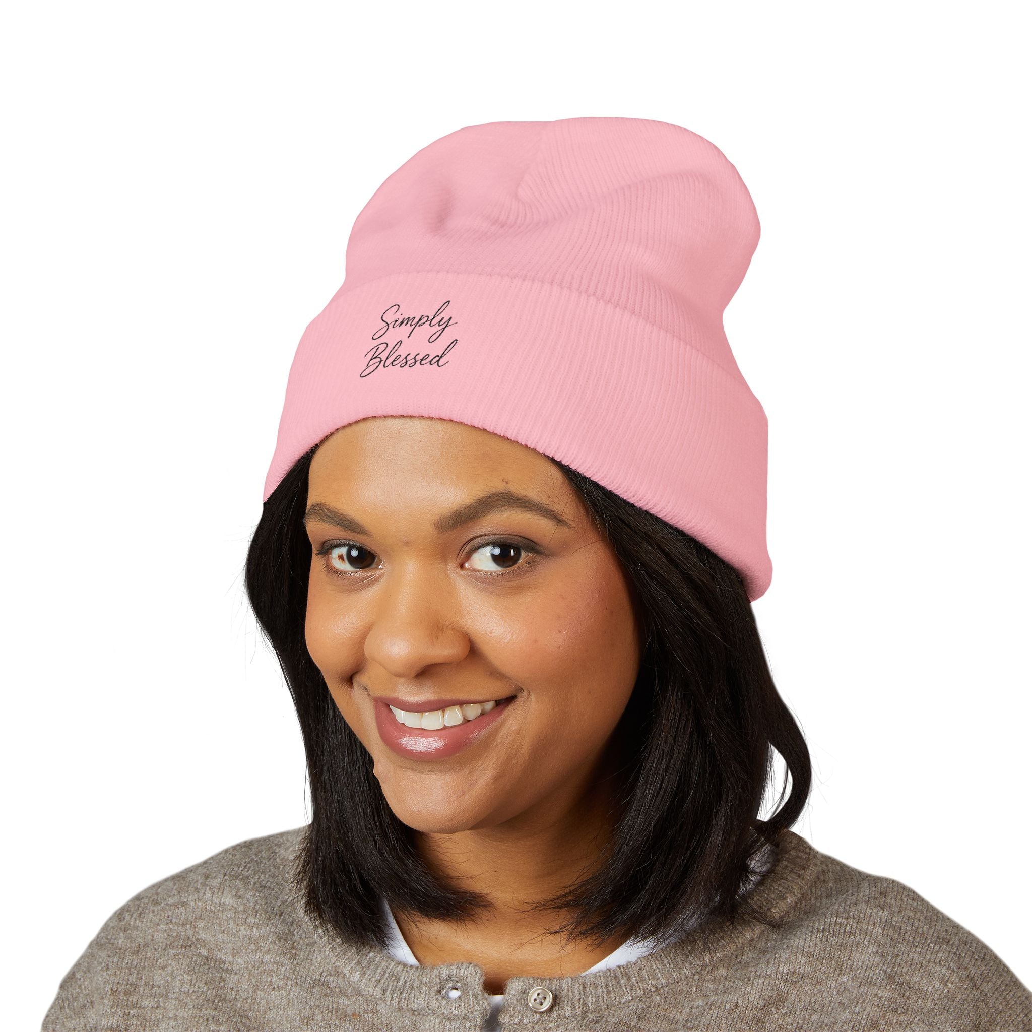 Simply Blessed Embroidered Classic Cuffed Beanie