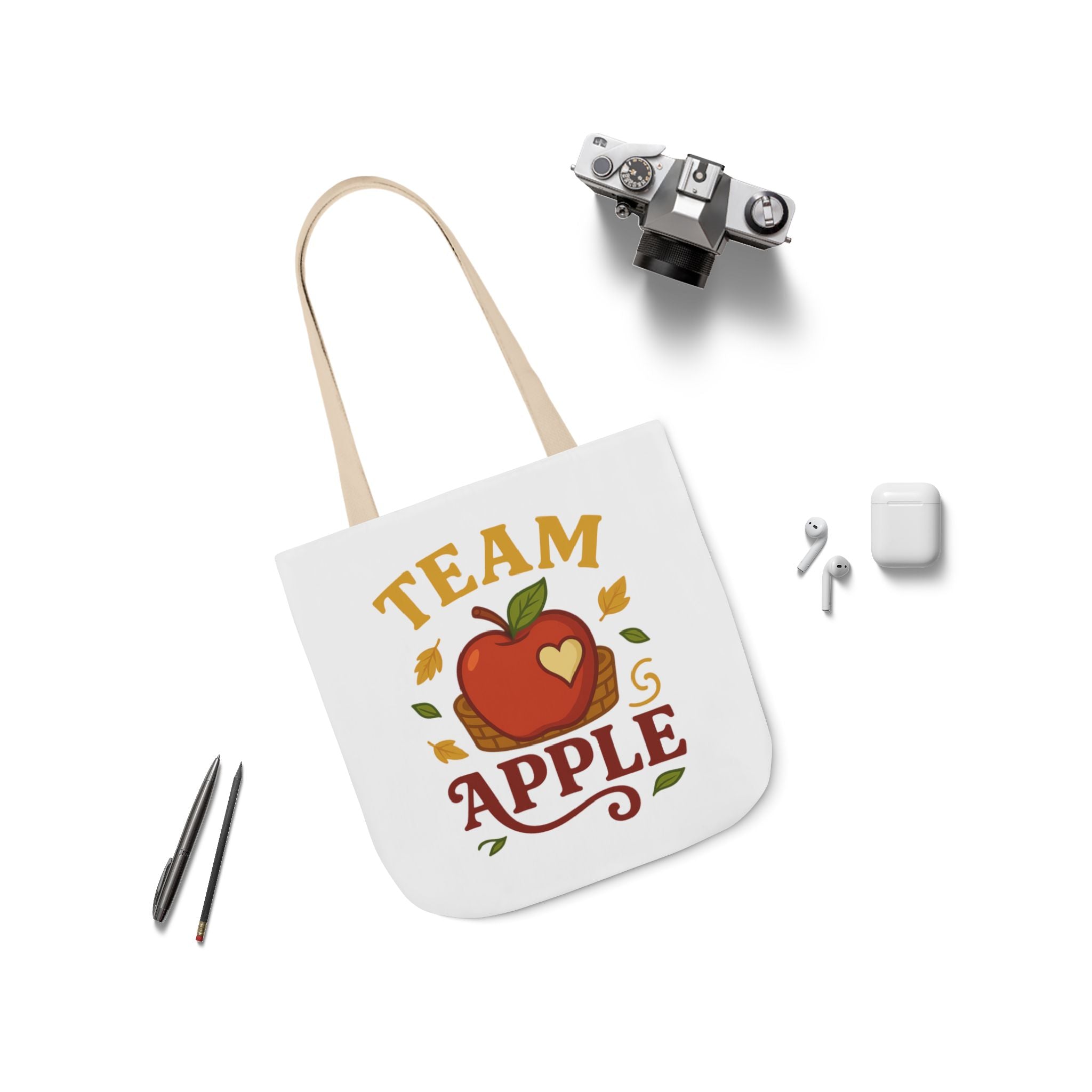 Team Apple Tote Bag | Fun Canvas Bag for Teachers, Students, Fall Events, Eco-Friendly Gift, Apple Lovers
