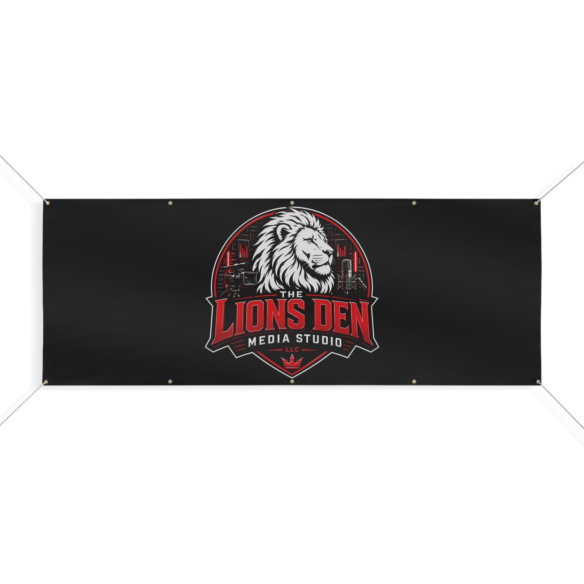 The Lions Den Media Studio Matte Banner