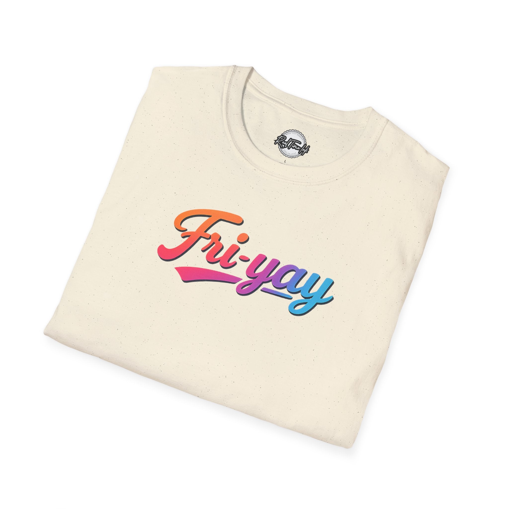 Fri-yay Graphic T-Shirt — Retro Rainbow Weekend Tee