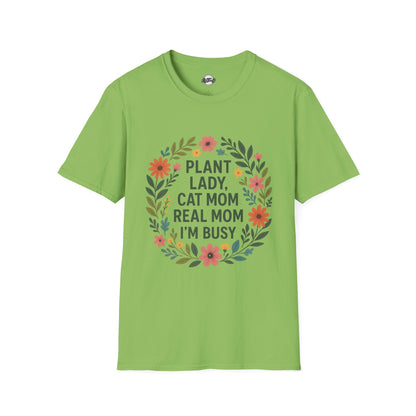Plant Lady Cat Mom T-Shirt - Unisex Softstyle Tee for Nature Lovers