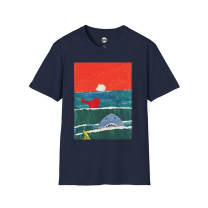 Playful Shark Art Unisex T-Shirt – Beach Vibes, Summer Fun, Gift for Ocean Lovers kids' art