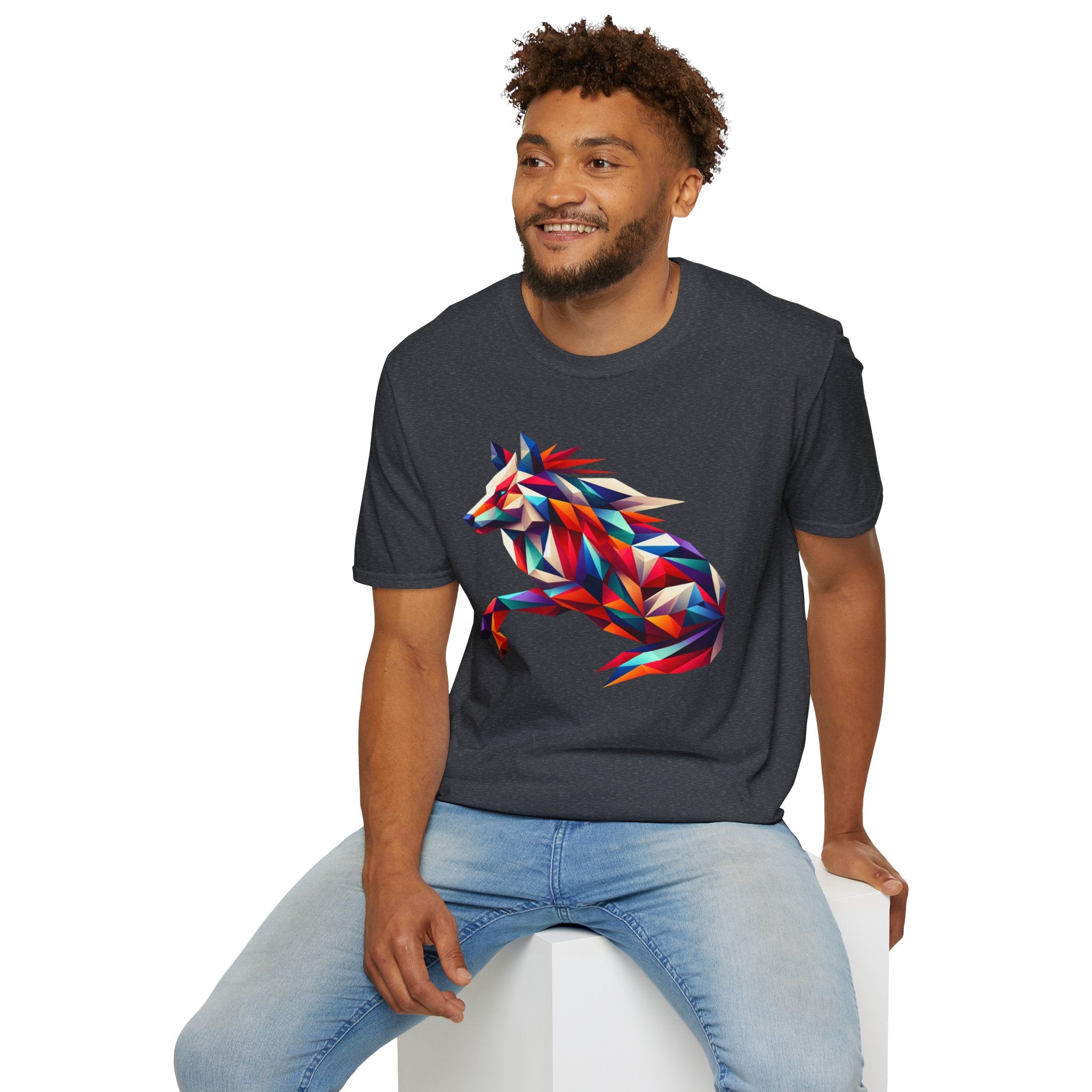 Colorful Geometric Wolf T-Shirt | Unisex Softstyle Tee