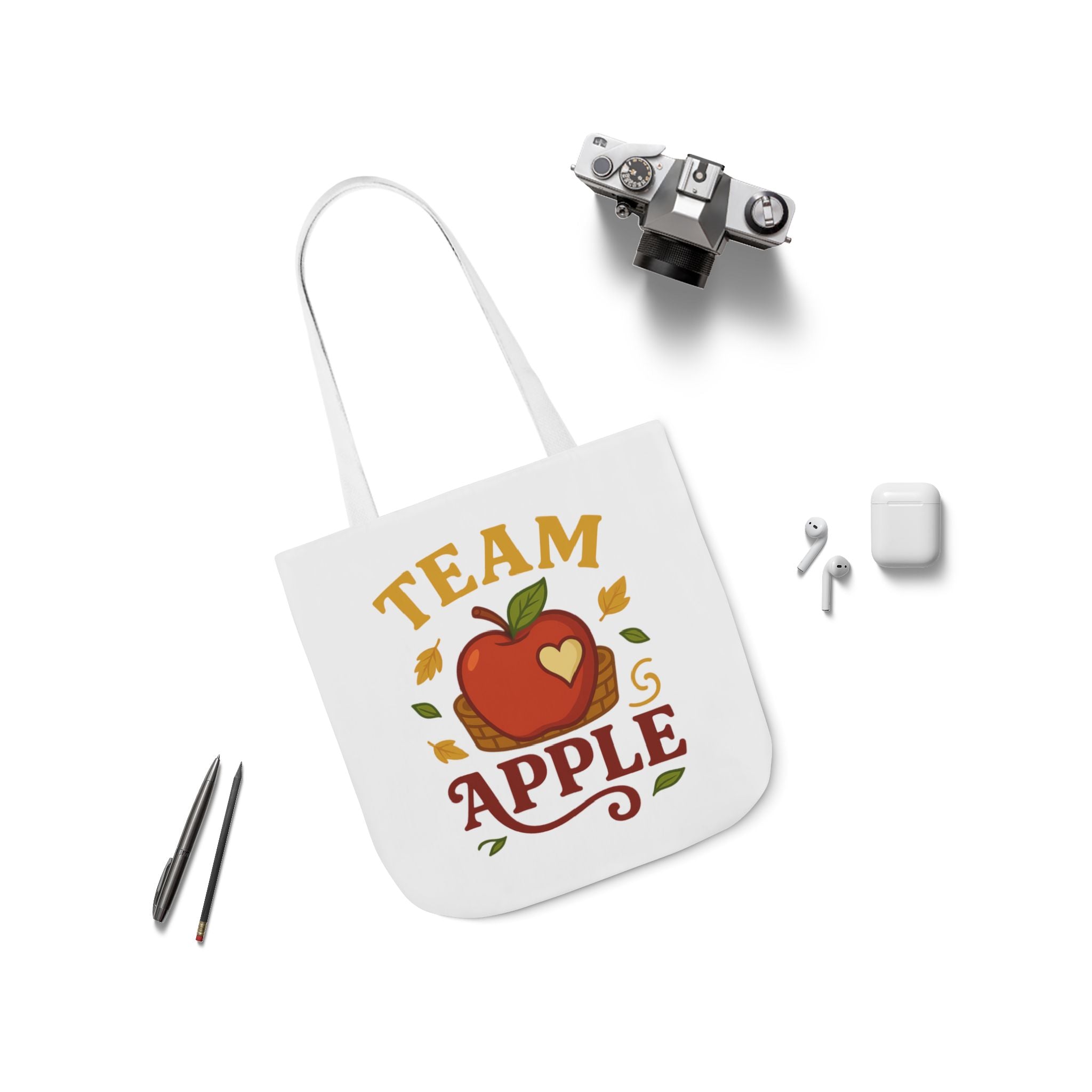 Team Apple Tote Bag | Fun Canvas Bag for Teachers, Students, Fall Events, Eco-Friendly Gift, Apple Lovers