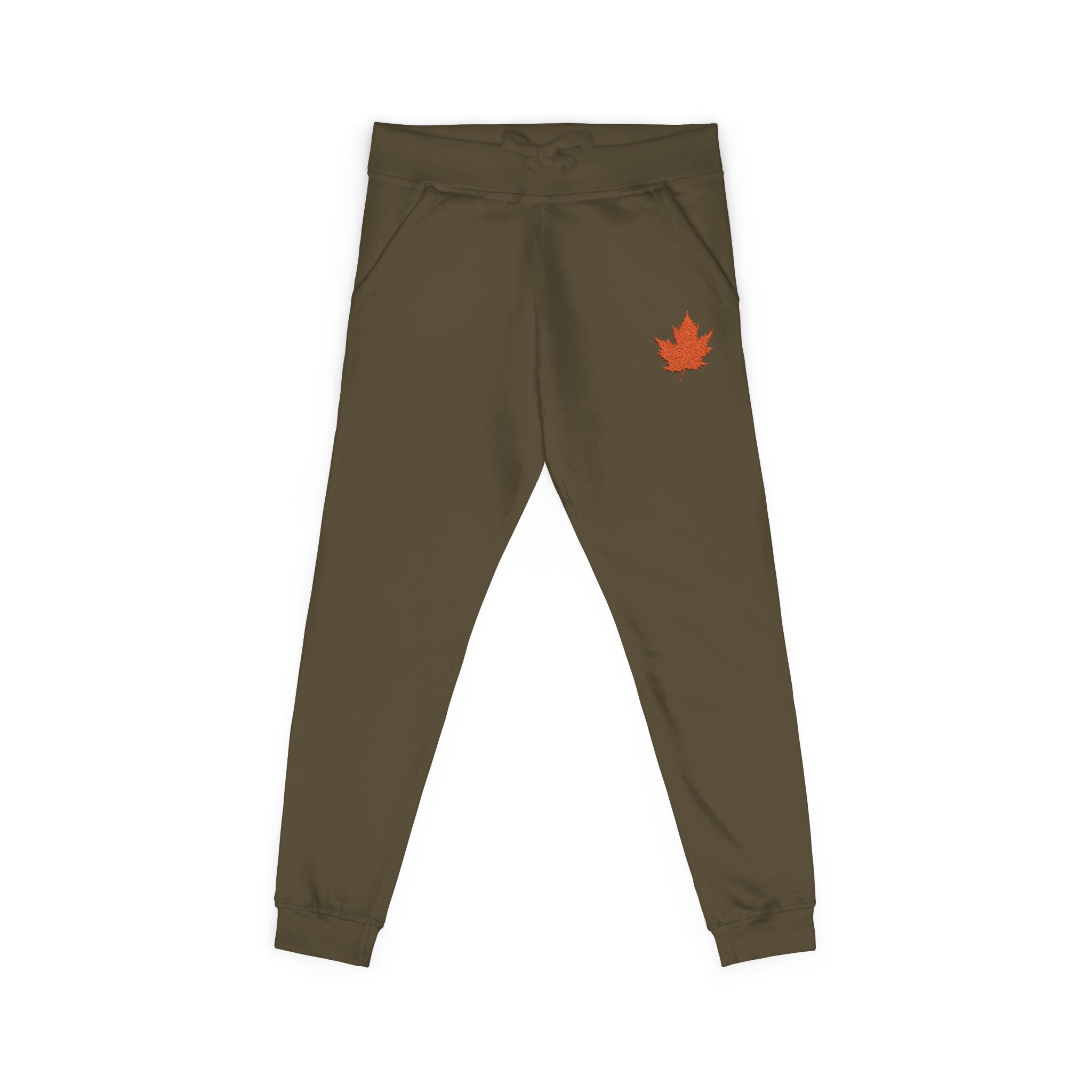 Embroidered Fall Leaf Fleece Sweatpants for Cozy Comfort