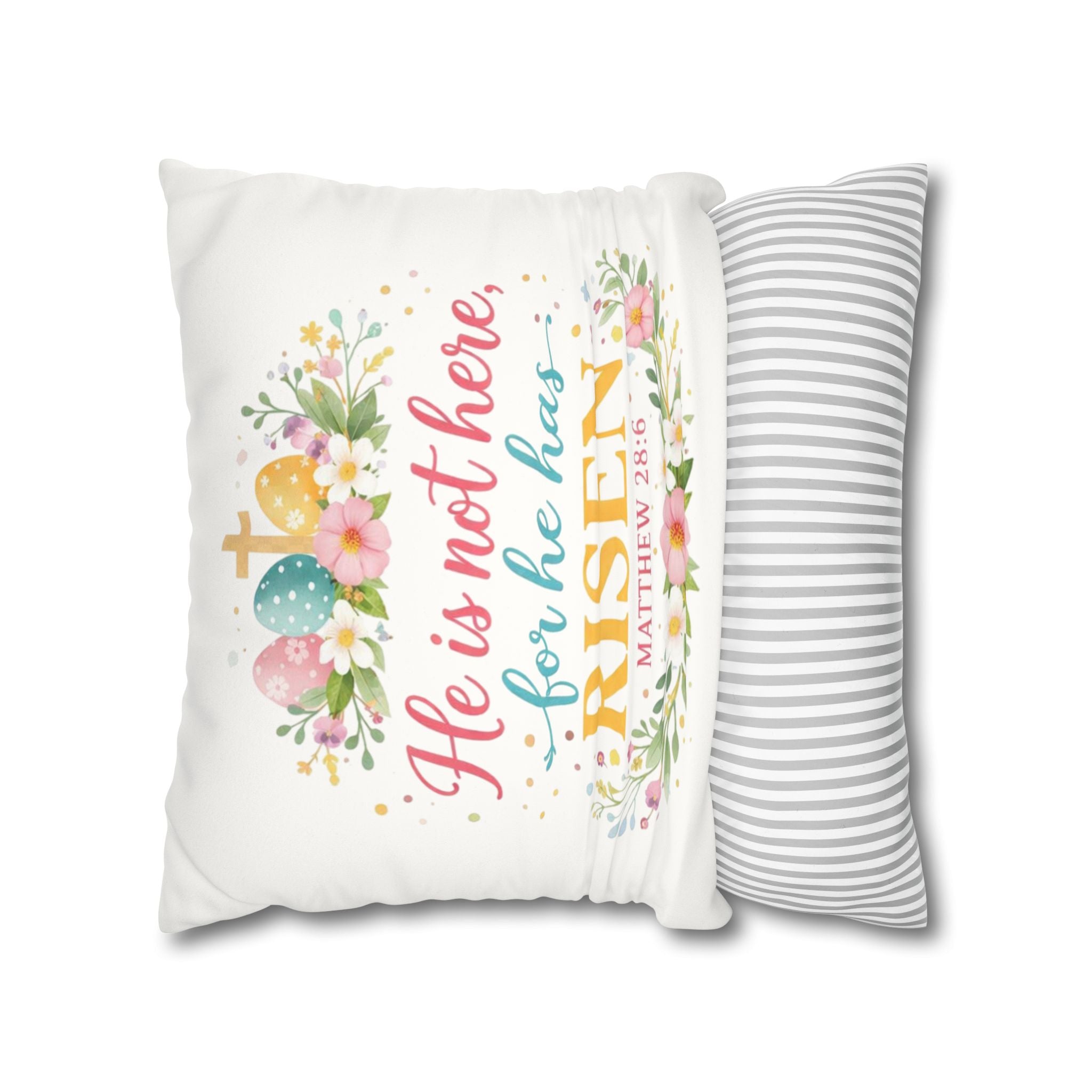 He Is Not Here for He Has Risen Pillowcase | Easter Scripture Decorative Pillow