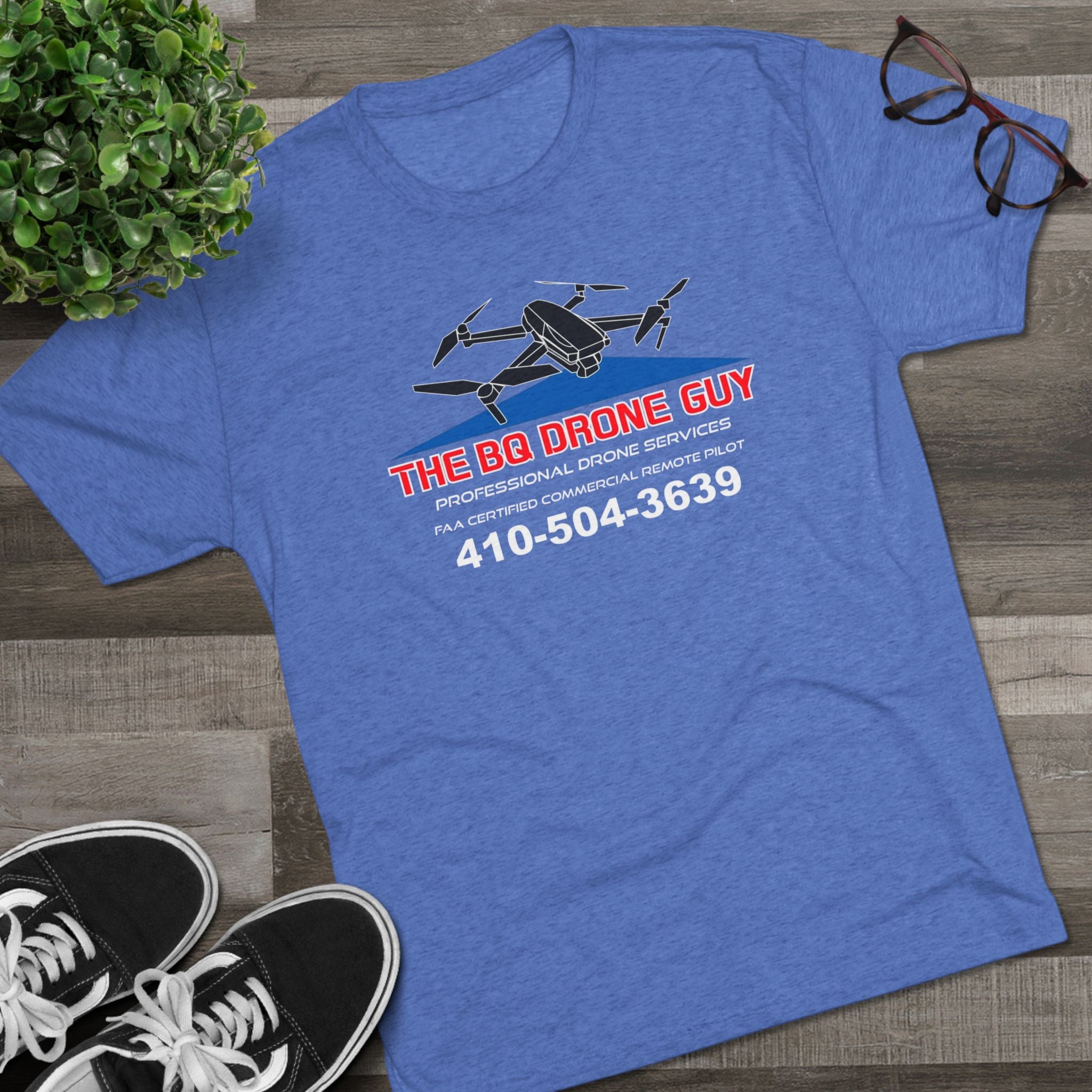 The BQ Drone guy Drone Service T‑Shirt — “The BG Drone Guy” Logo & Phone Number