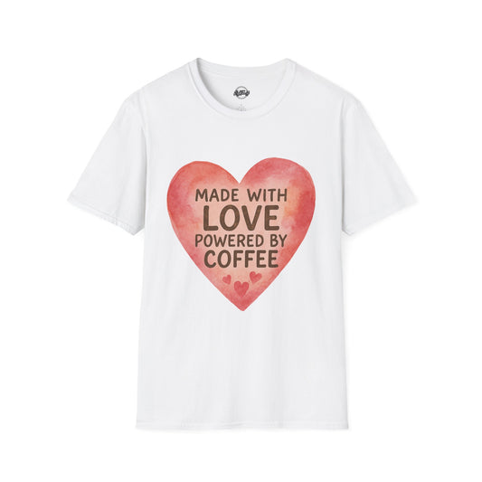 Made with Love Powered by Coffee Unisex Softstyle T-Shirt
