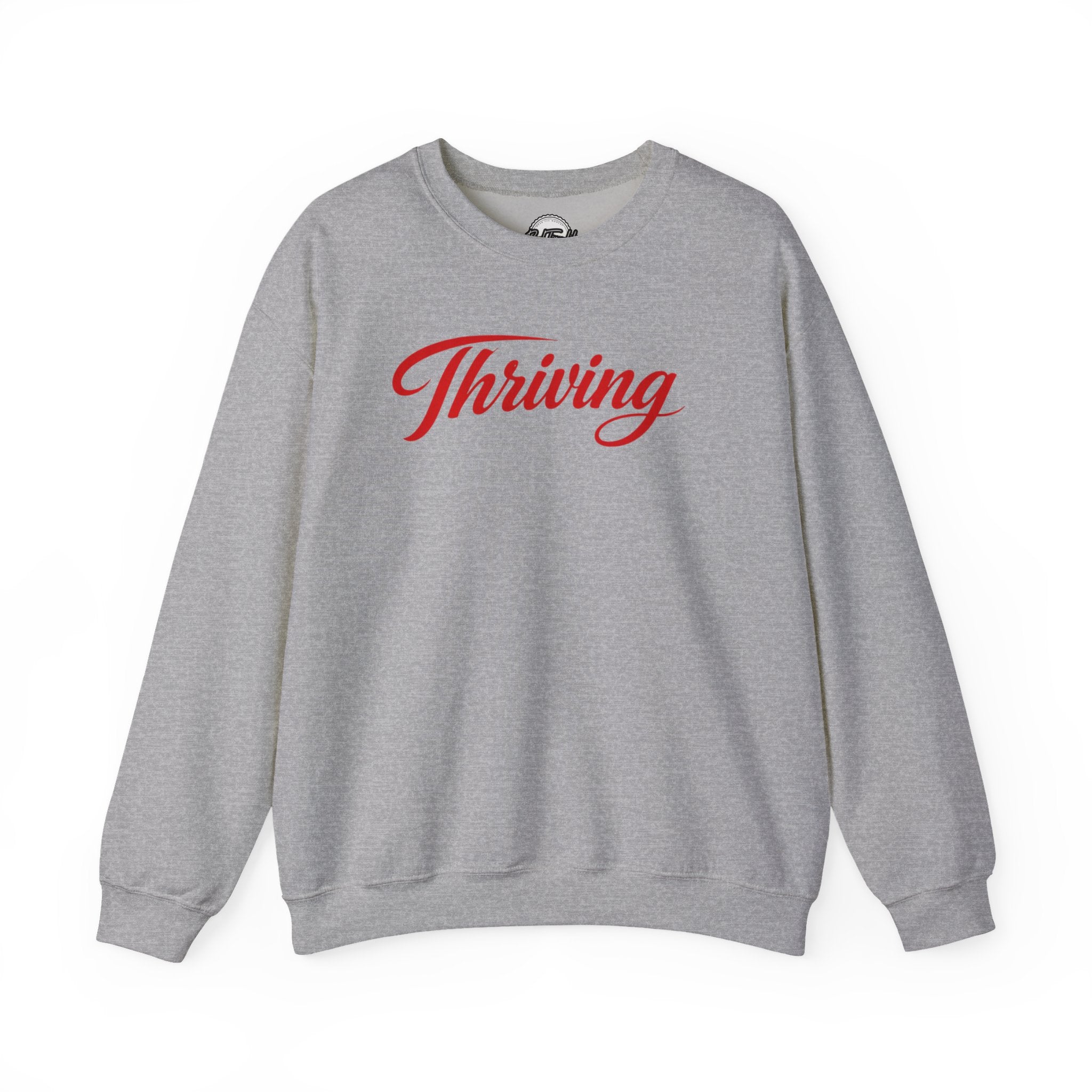 Thriving Crewneck Sweatshirt Positive Script Graphic Pullover