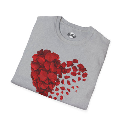 Disintegrating Rose Petal Heart T-Shirt — Floral Heart Design