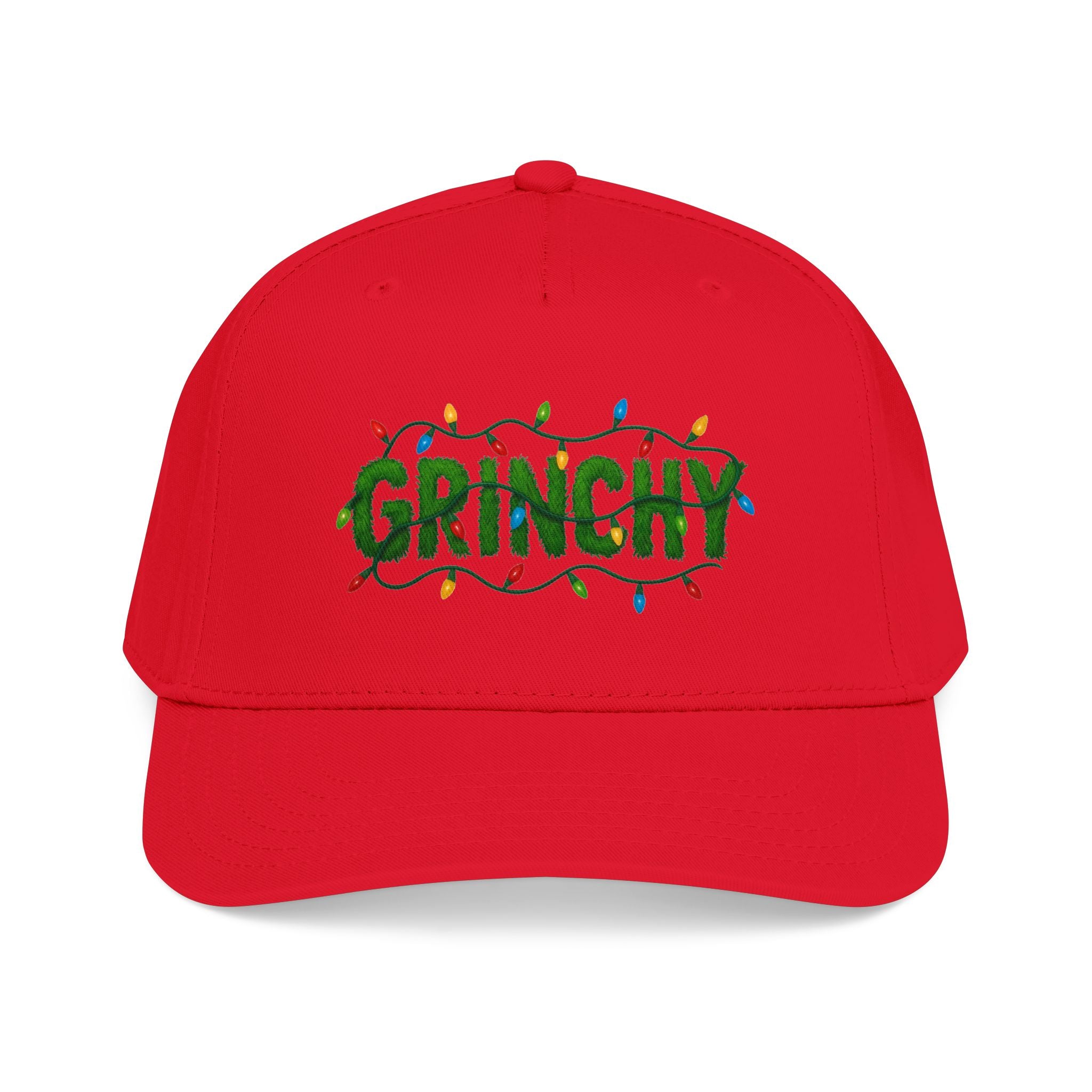 Grinchy Holiday Baseball Cap – Christmas Light Embroidered Hat