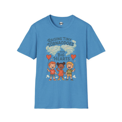 Raising Tiny Tornadoes Unisex Softstyle T-Shirt - Big Hearts Design