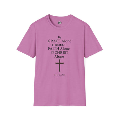 Faith-Inspired Unisex Softstyle T-Shirt - By Grace Alone Through Faith Alone in Christ Alone