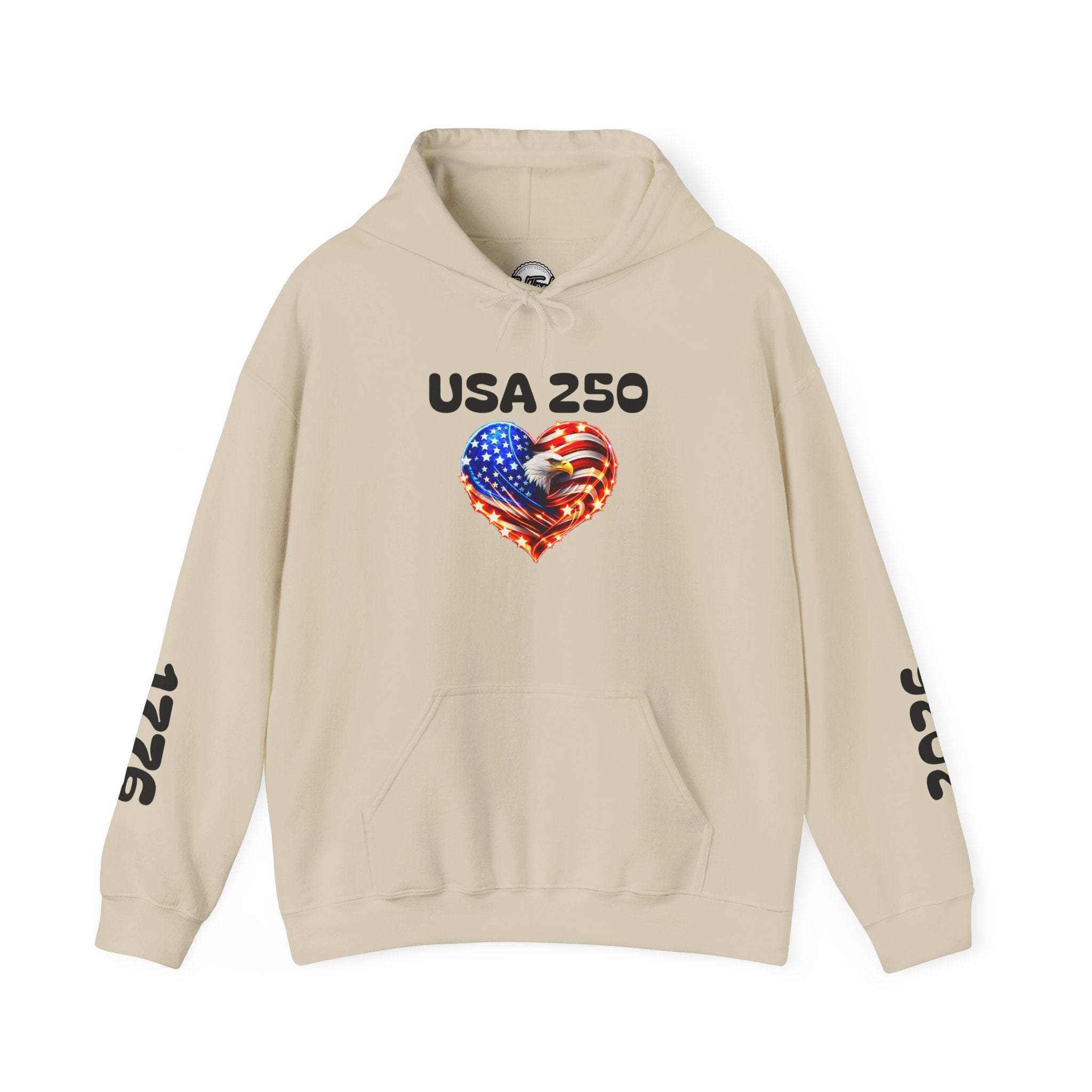 USA 250 Heart Flag Hoodie — 1776 & 2026 Patriotic Anniversary Sweatshirt
