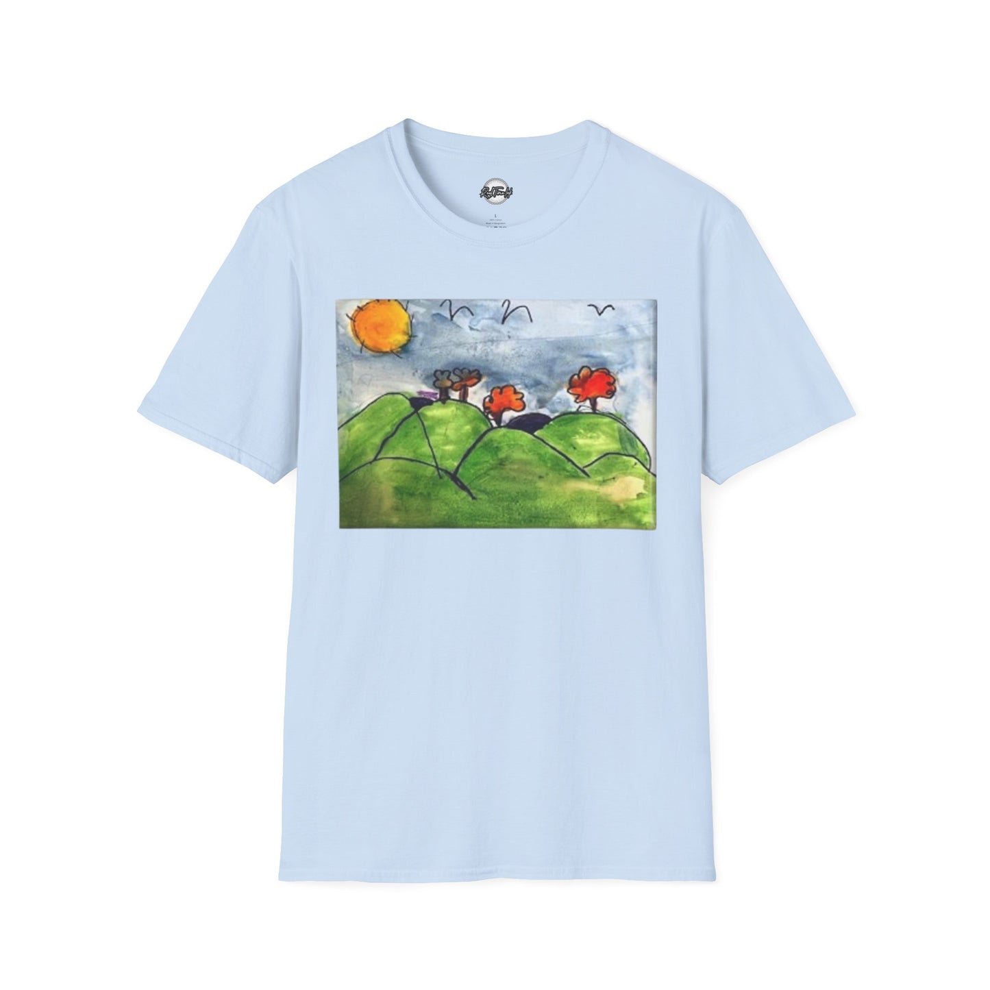 Artistic Nature Unisex Softstyle T-Shirt - Colorful Scenic Design kid art