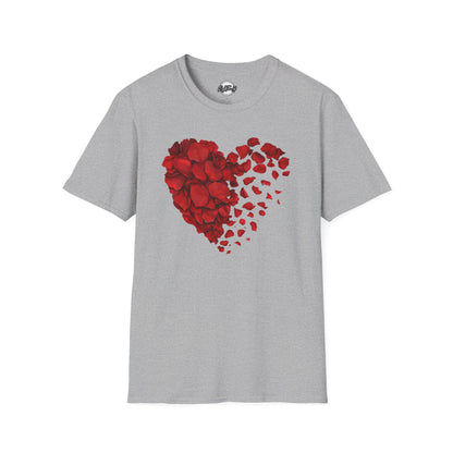 Disintegrating Rose Petal Heart T-Shirt — Floral Heart Design