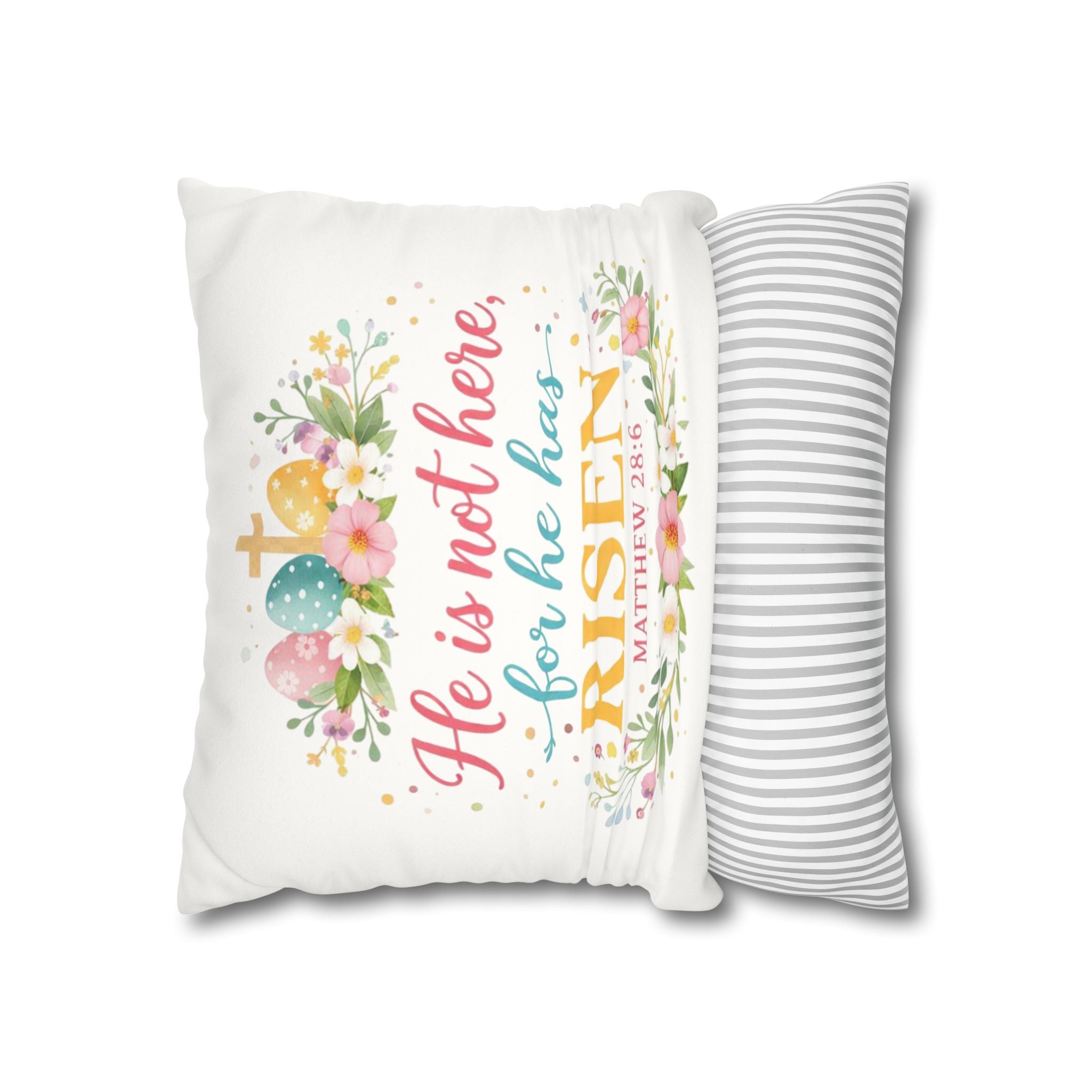 He Is Not Here for He Has Risen Pillowcase | Easter Scripture Decorative Pillow