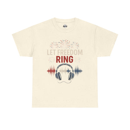 Unisex Heavy Cotton Tee: Let Freedom Ring Shirt, Music Lover Gift, Patriotic Tee, Festival Outfit, Independence Day Celebration
