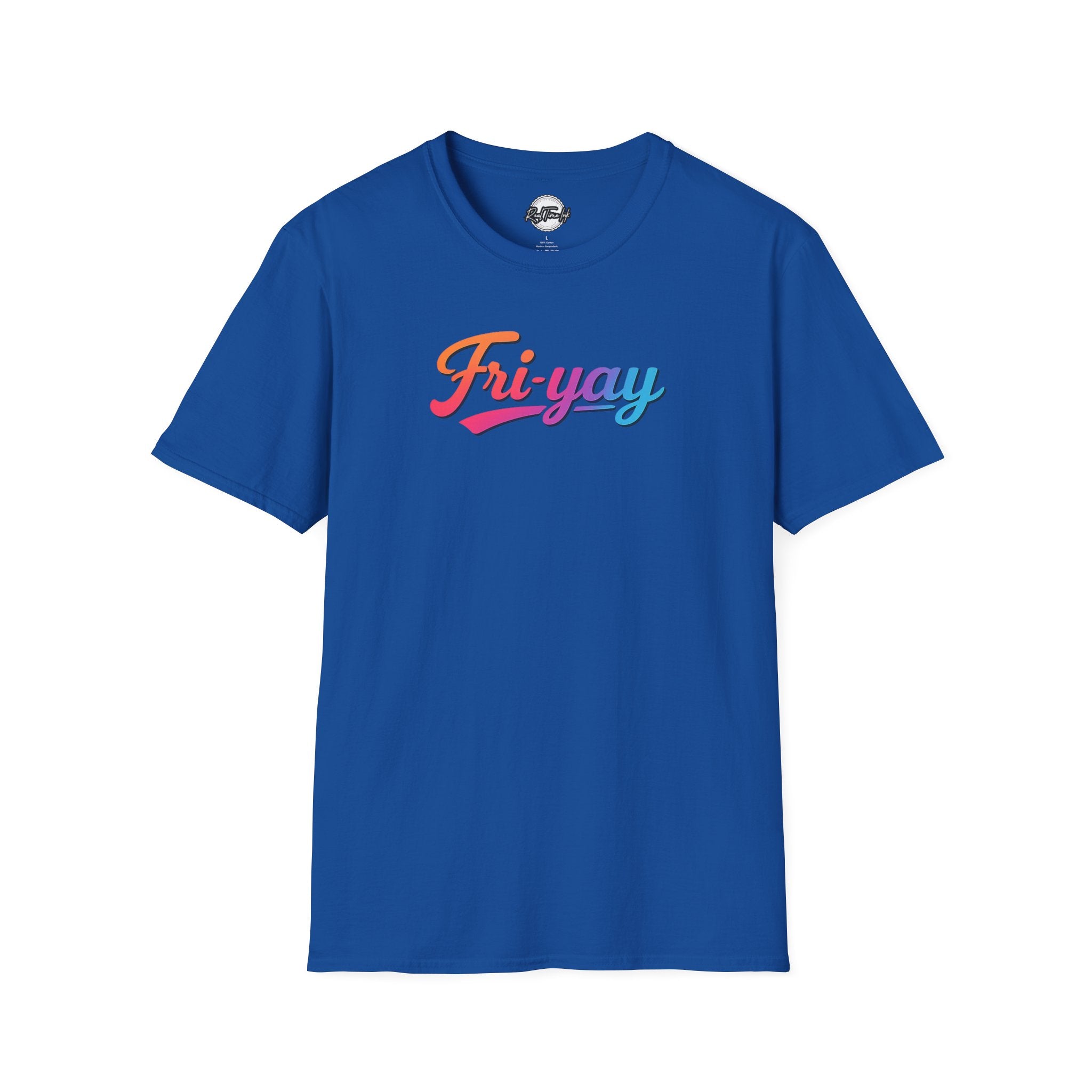 Fri-yay Graphic T-Shirt — Retro Rainbow Weekend Tee