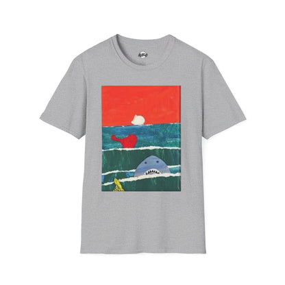 Playful Shark Art Unisex T-Shirt – Beach Vibes, Summer Fun, Gift for Ocean Lovers kids' art