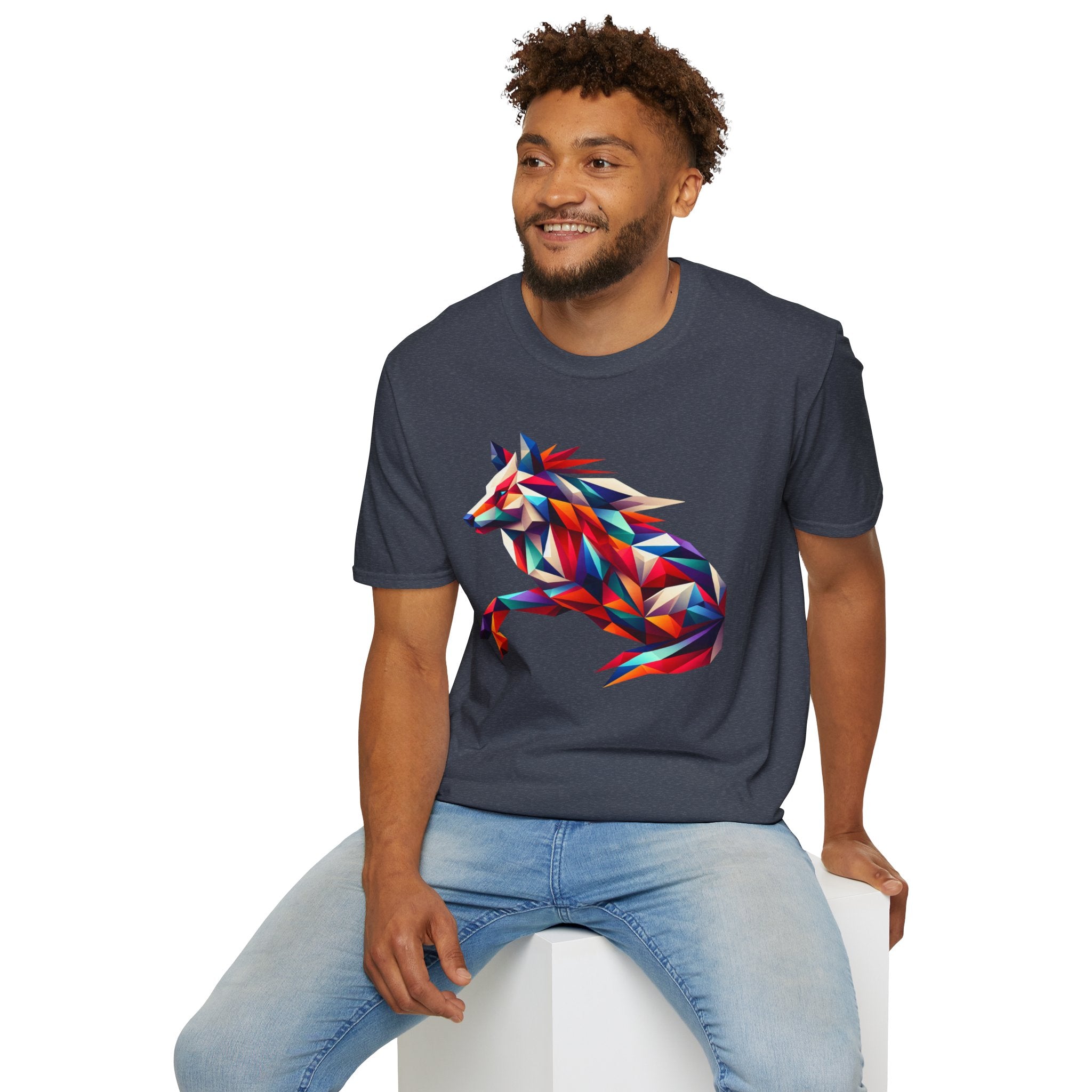 Colorful Geometric Wolf T-Shirt | Unisex Softstyle Tee