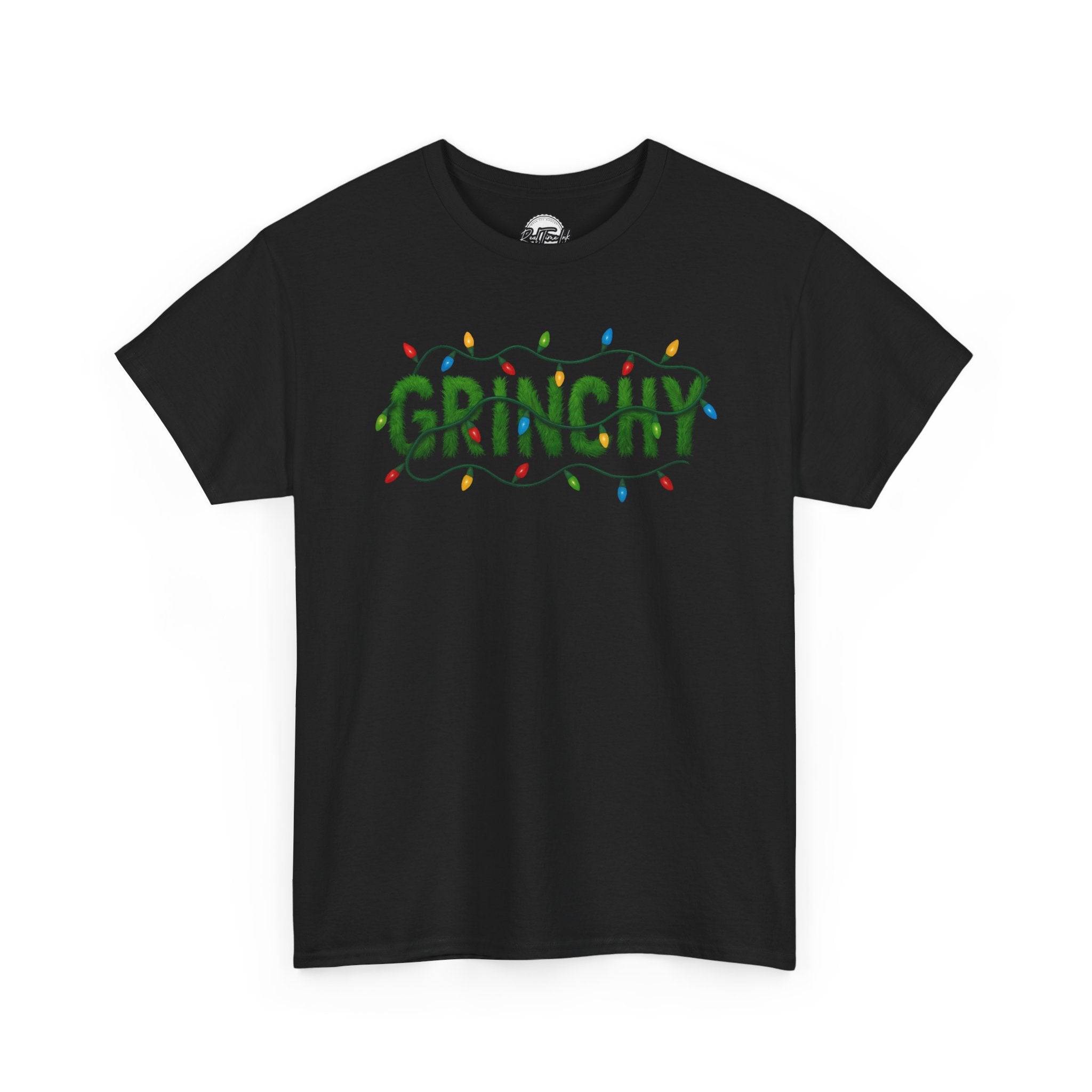 Grinchy Christmas Tee — Festive Lights Holiday Shirt