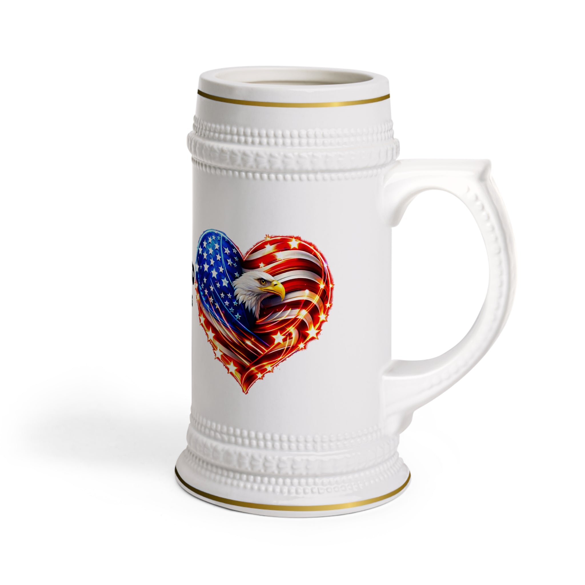 USA 250 Beer Stein Mug – 1776–2026 Patriotic Eagle Heart Ceramic Stein