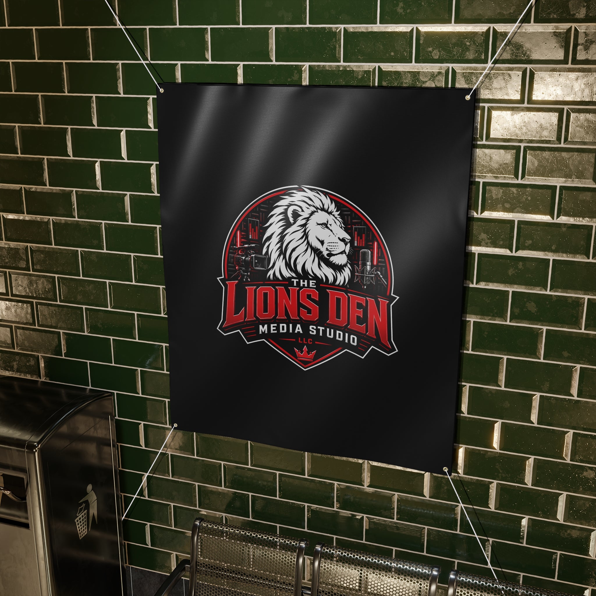 The Lions Den Media Studio Matte Banner