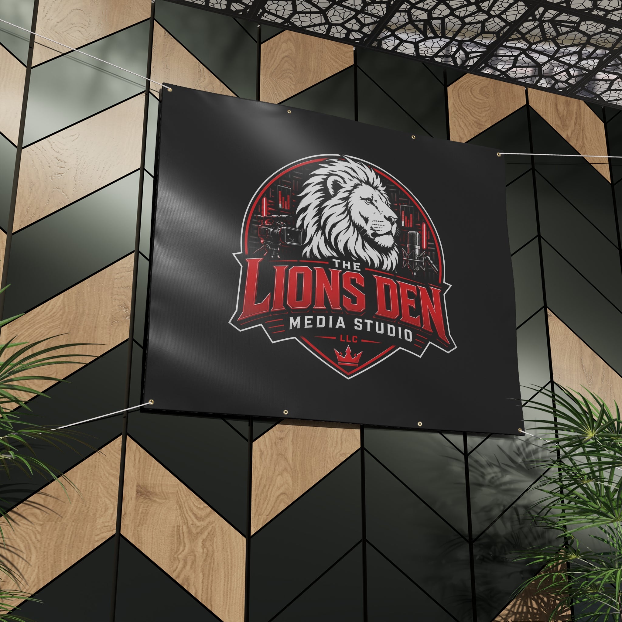 The Lions Den Media Studio Matte Banner