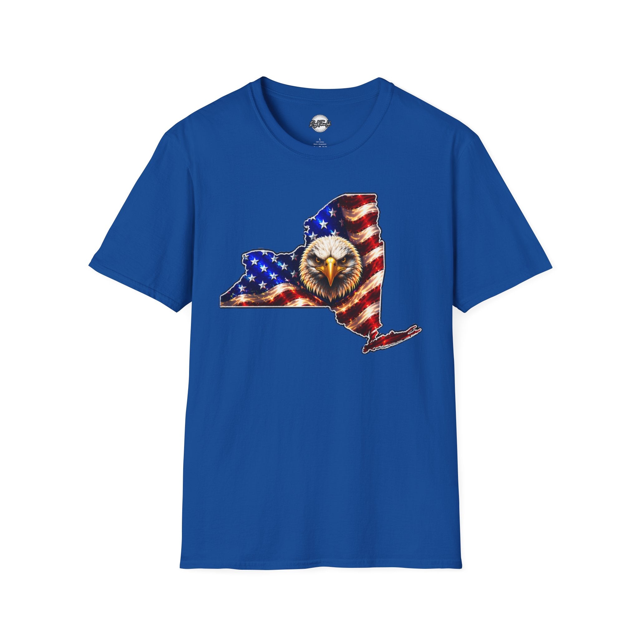 Patriotic New York State T-Shirt - American Flag Eagle Graphic