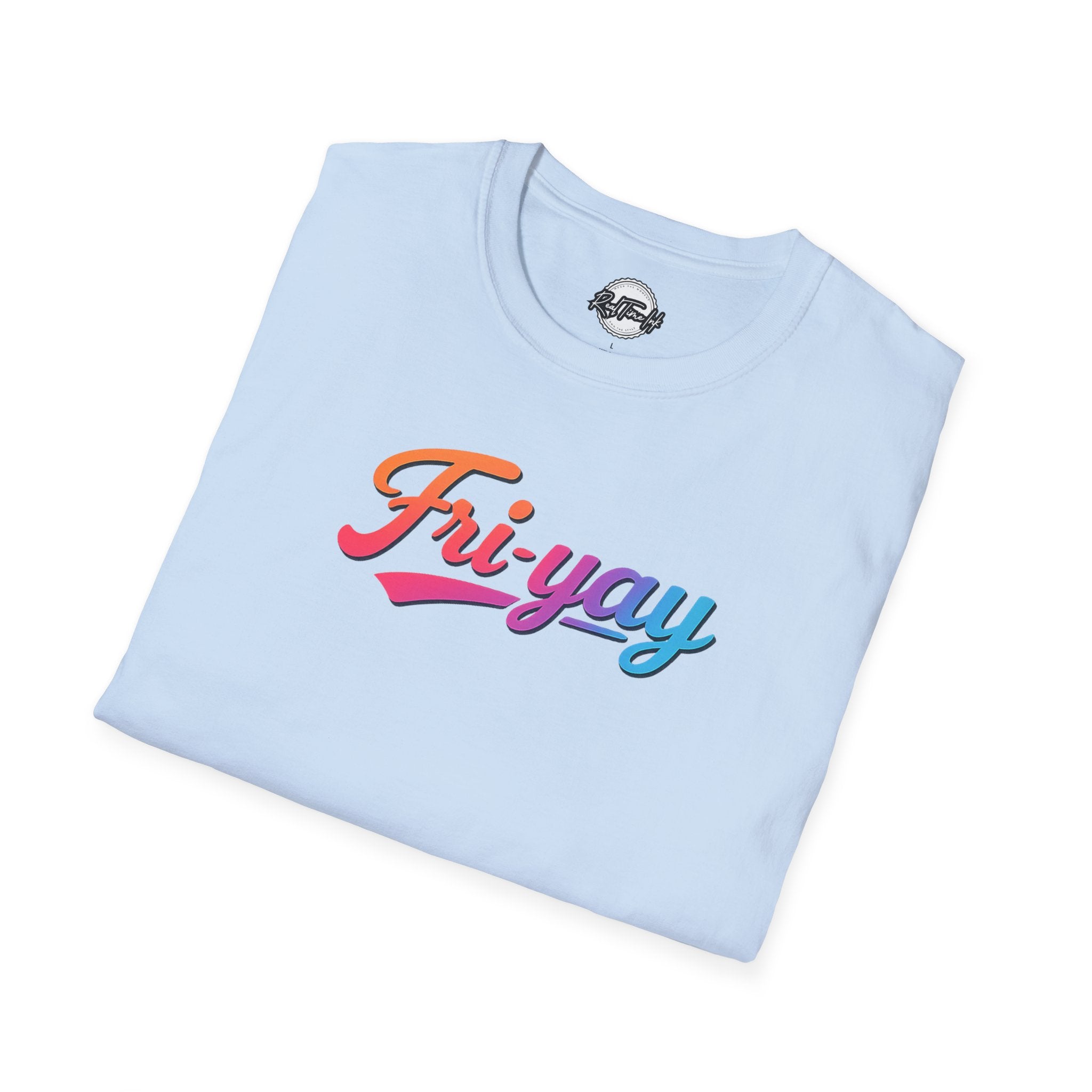 Fri-yay Graphic T-Shirt — Retro Rainbow Weekend Tee