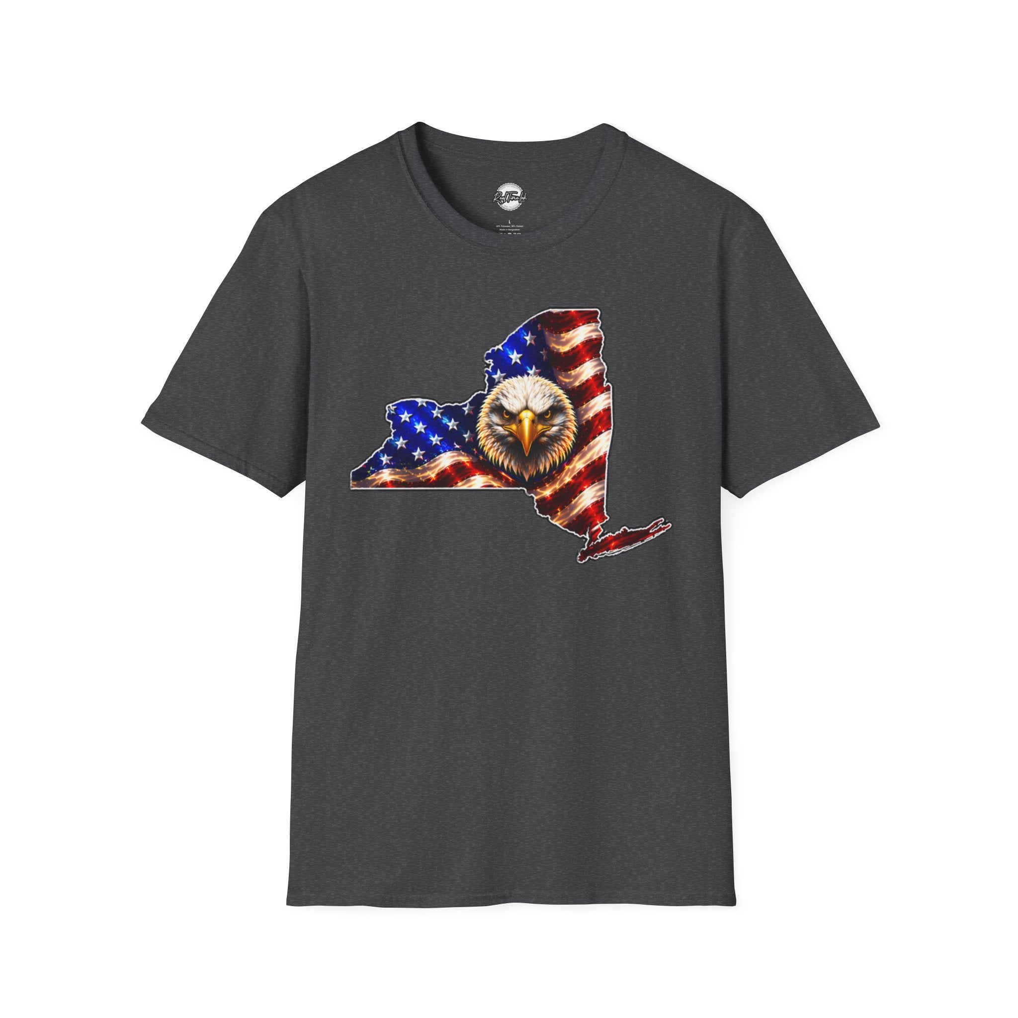 Patriotic New York State T-Shirt - American Flag Eagle Graphic