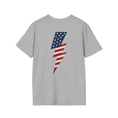 Patriotic Lightning Bolt T-Shirt, American Flag Tee, Unisex Casual Wear, Gifts for Independence Day, Fourth of July Apparel, Summer Style