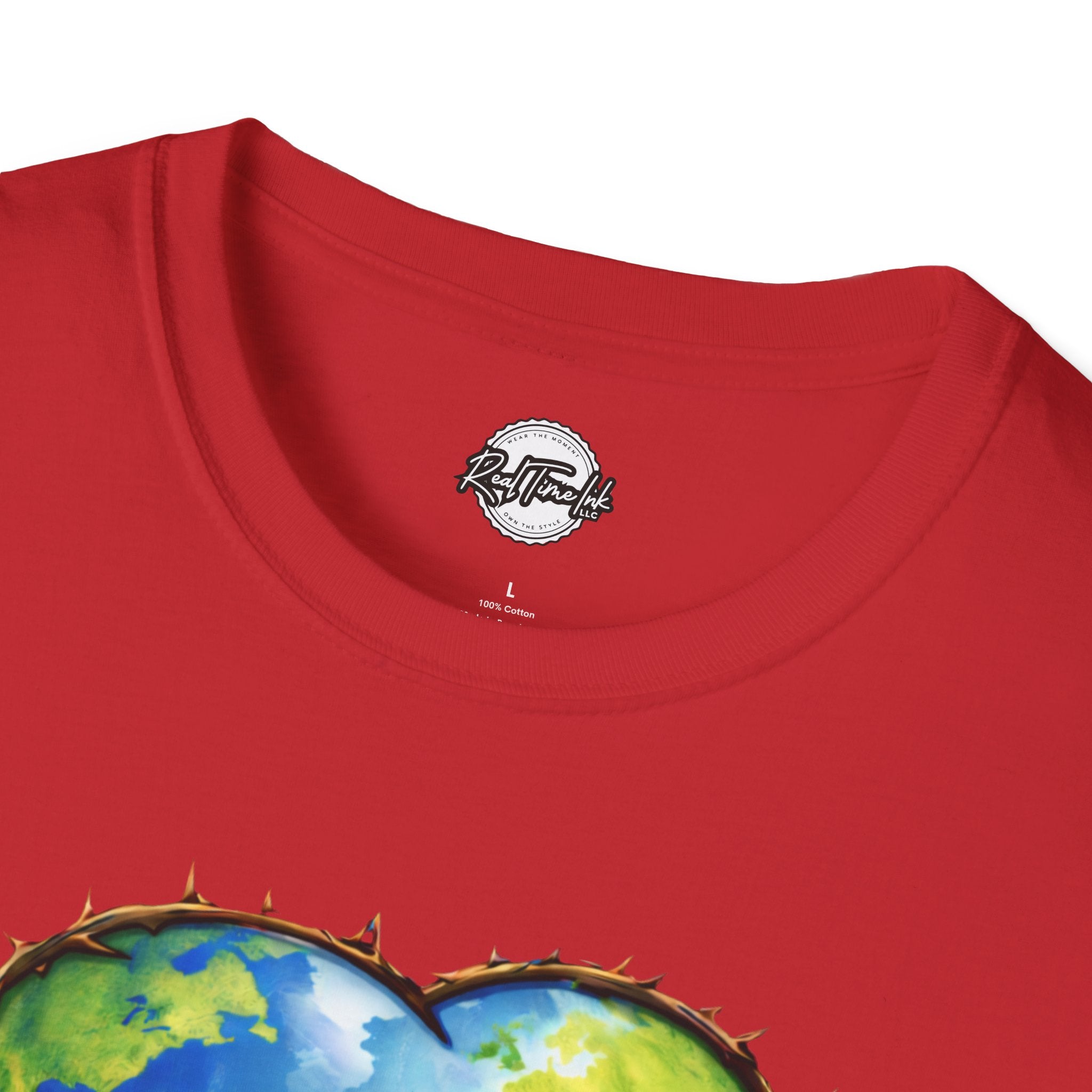 John 3:16 Heart Globe Christian T-Shirt — "For God so loved the world" Faith Tee