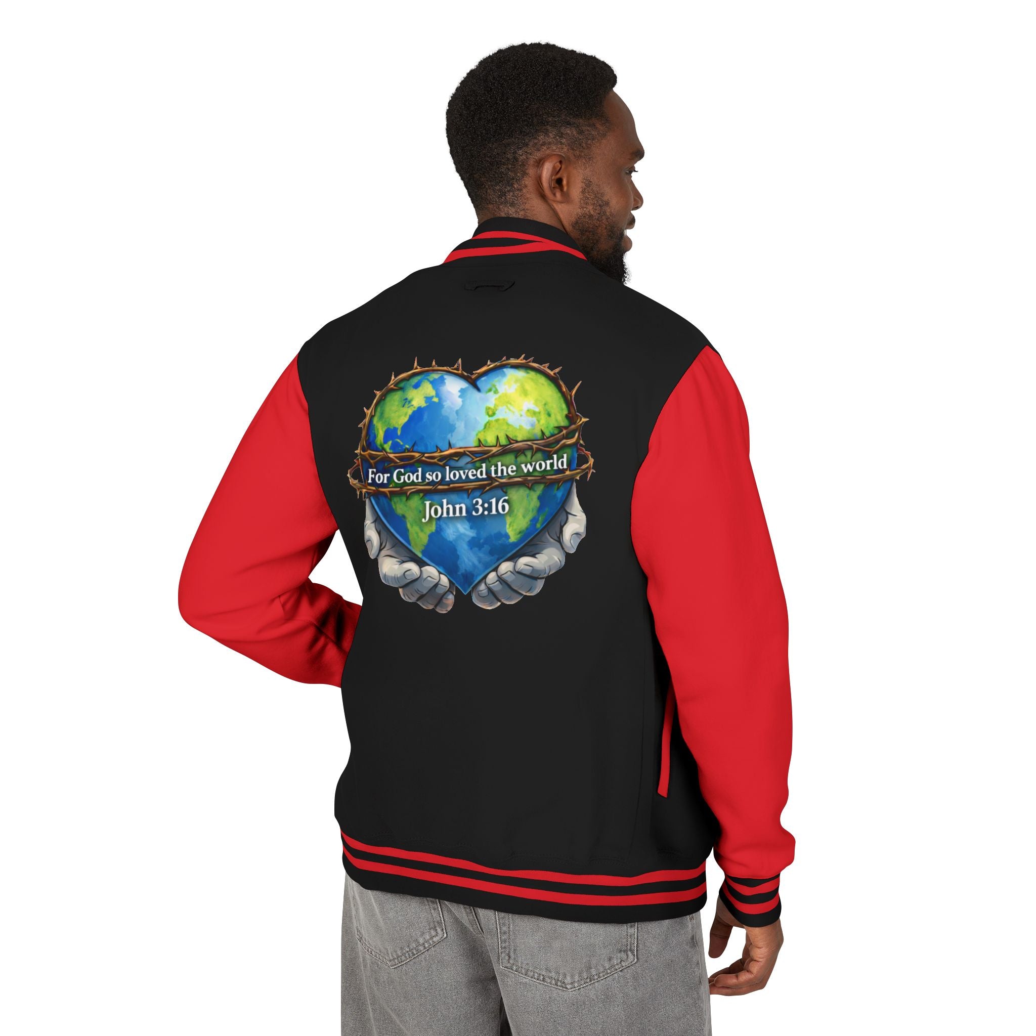 John 3:16 Letterman Jacket — 'God So Loved the World' Varsity Jacket