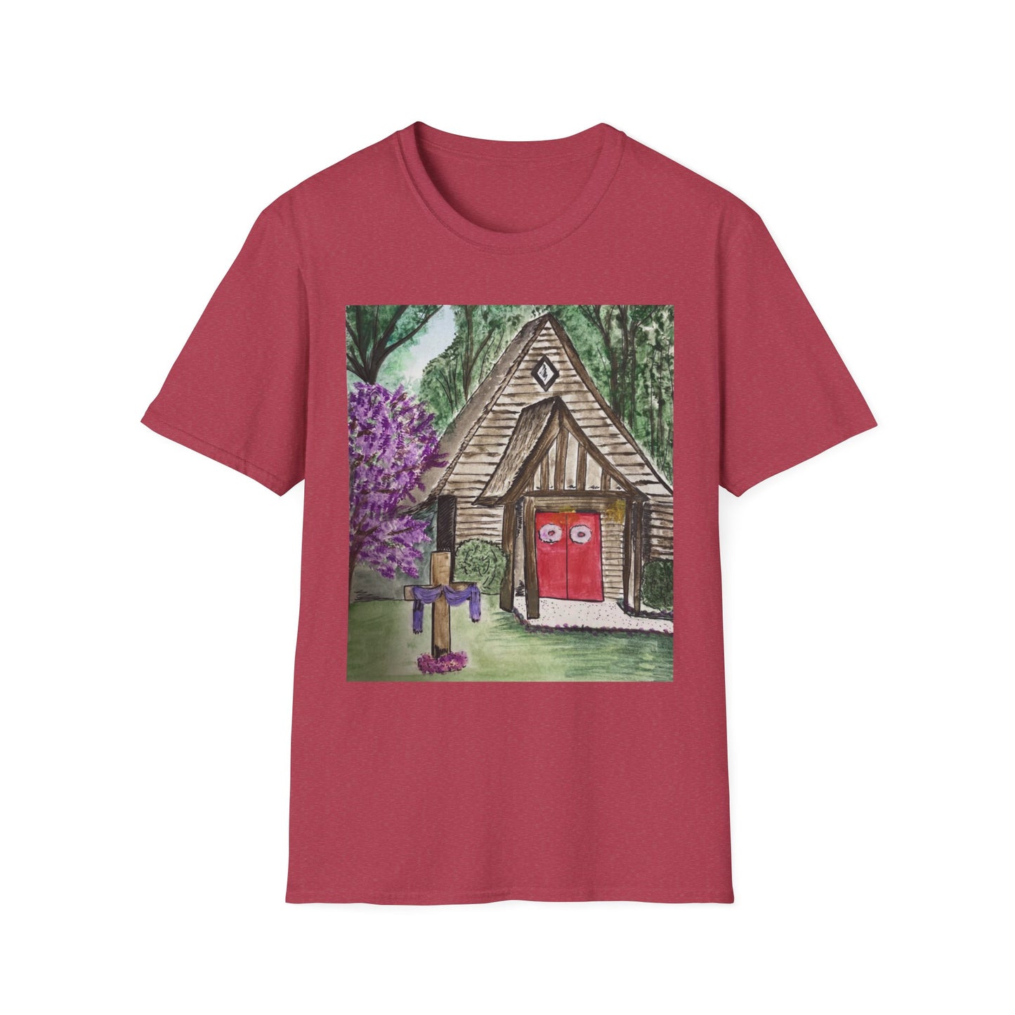 Charming Cottage Art Unisex Softstyle T-Shirt | Cozy and Whimsical Design